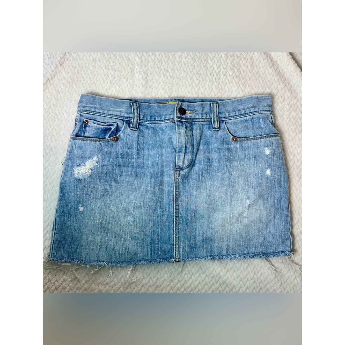 Old Navy Light Blue Distressed Denim Mini Skirt Y2K style