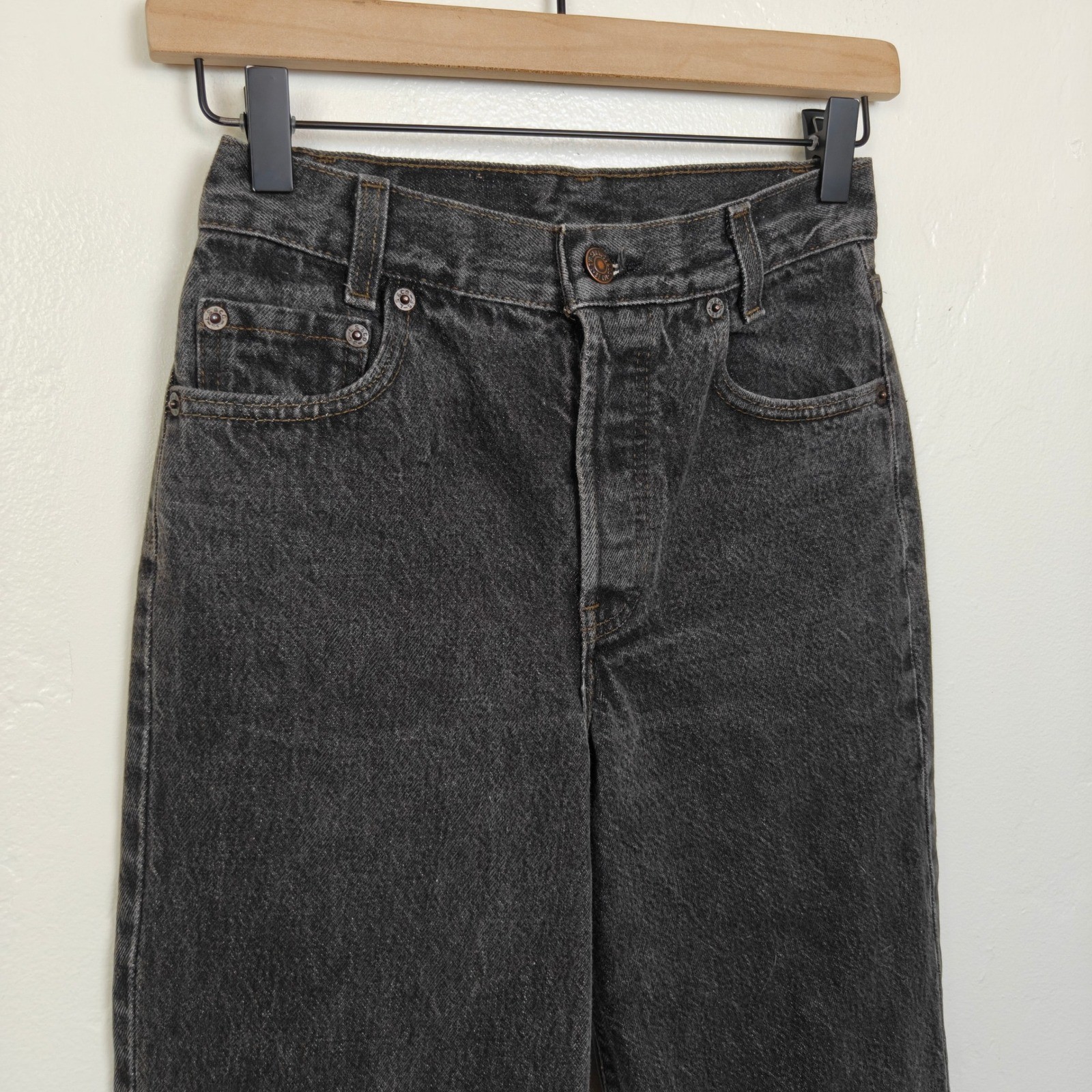 Vintage 90s Levis Women 701 Jeans 24 Black High Waisted Straight Leg Made in USA