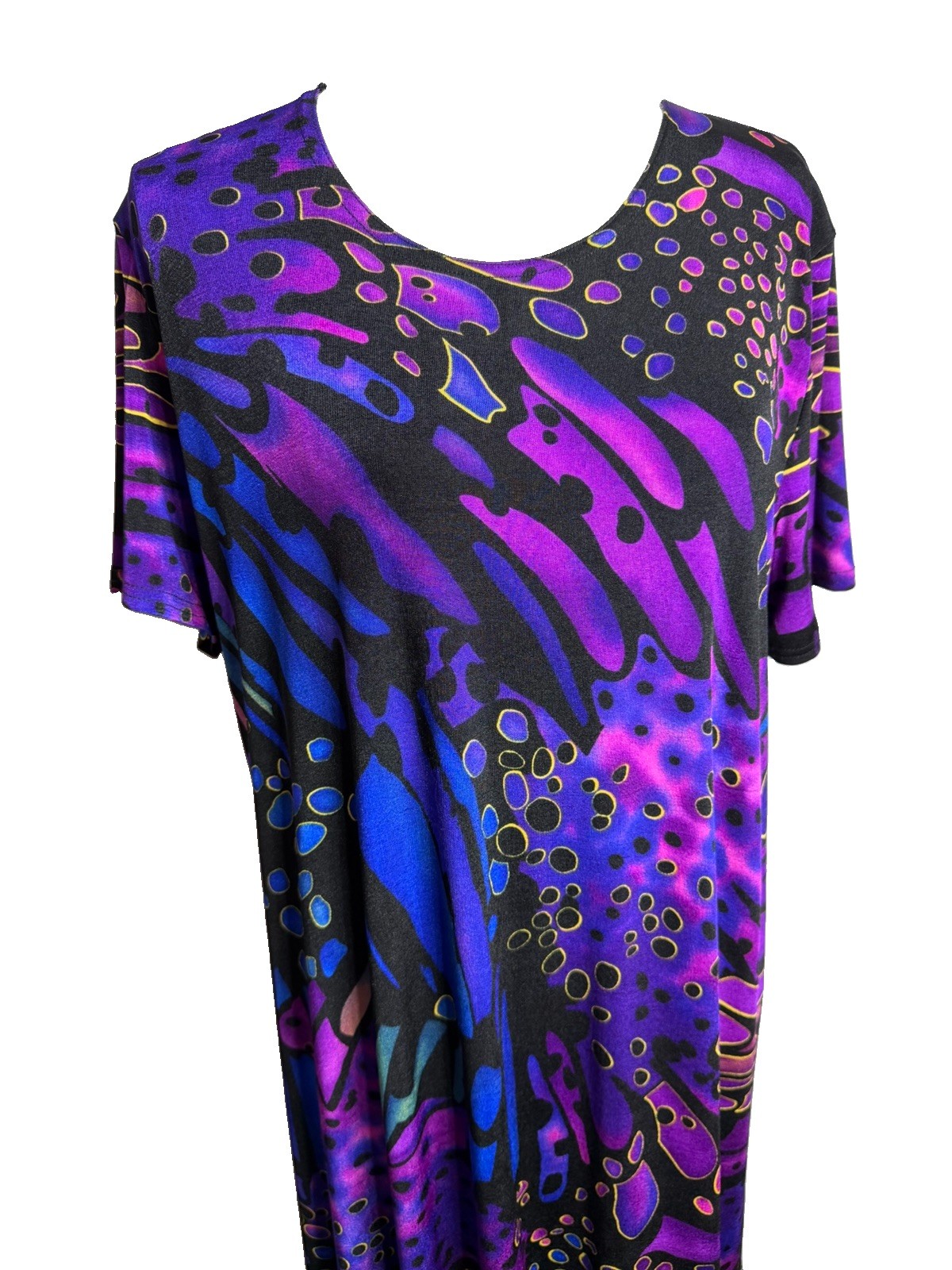 Vintage 90’s Jostar XL Vibrant Abstract Butterfly Slinky Maxi Dress Travel