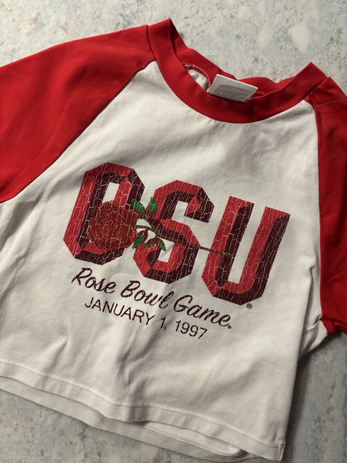 Vintage 70s OSU Champion Shirt Womens XS Cropped USA Rose Bowl