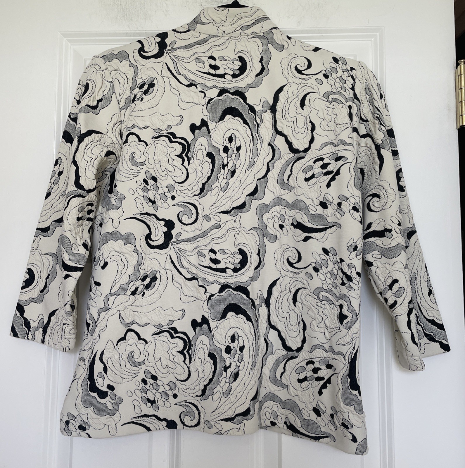 Vtg Me Me Black Jacquard Paisley Set Size M 3/4 Sleeve Jacket Sleeveless Top
