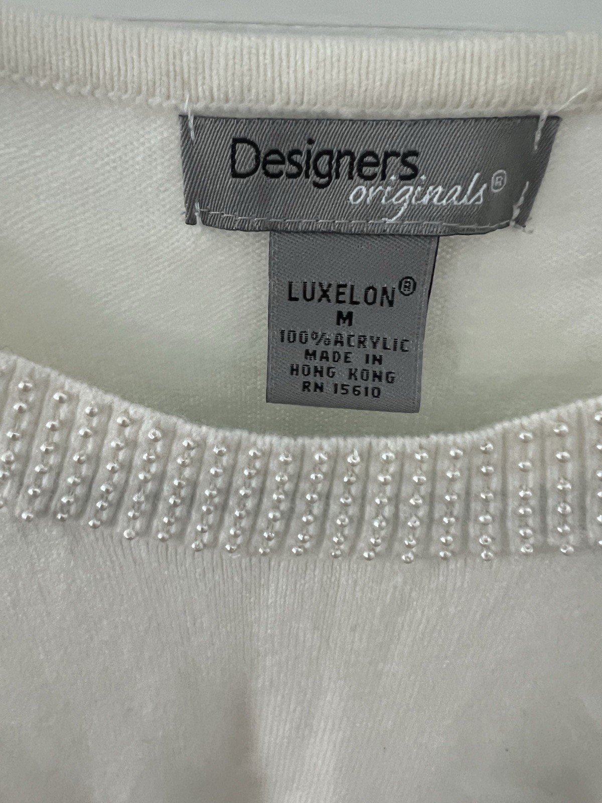 Vintage Designers Originals Luxelon Sleeveless Mini Pearled Collar Top Medium