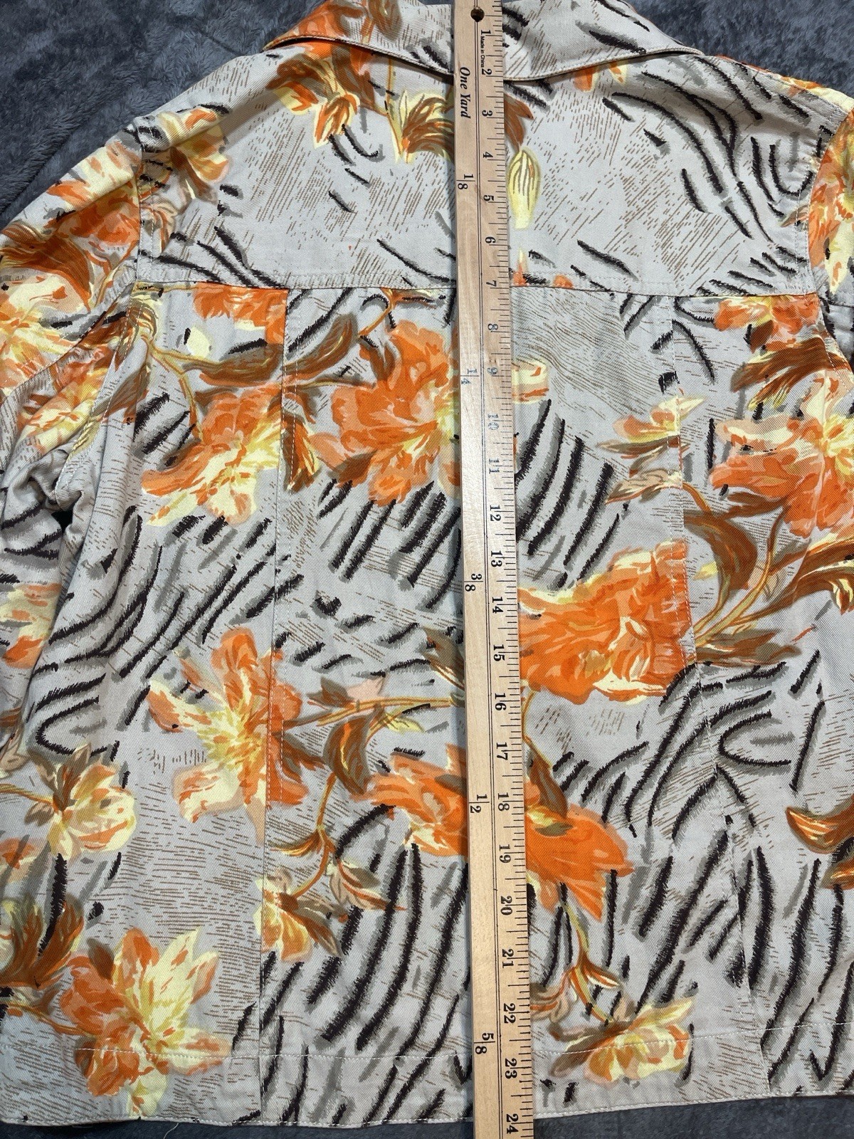 Studio Works Jacket Womens Large Floral Zebra Print Beaded Button Front Cotton
