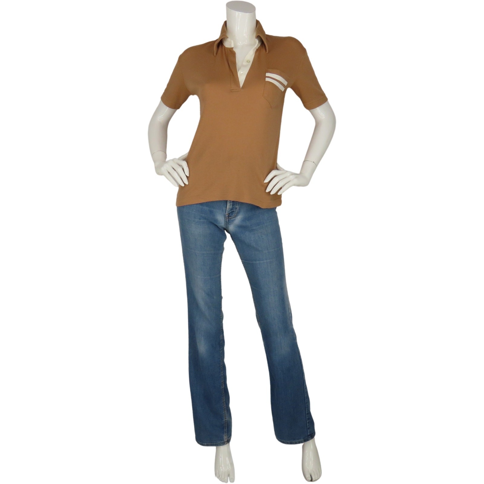 Retro Camel Polo w/ Artistic Pocket & Soft Collar