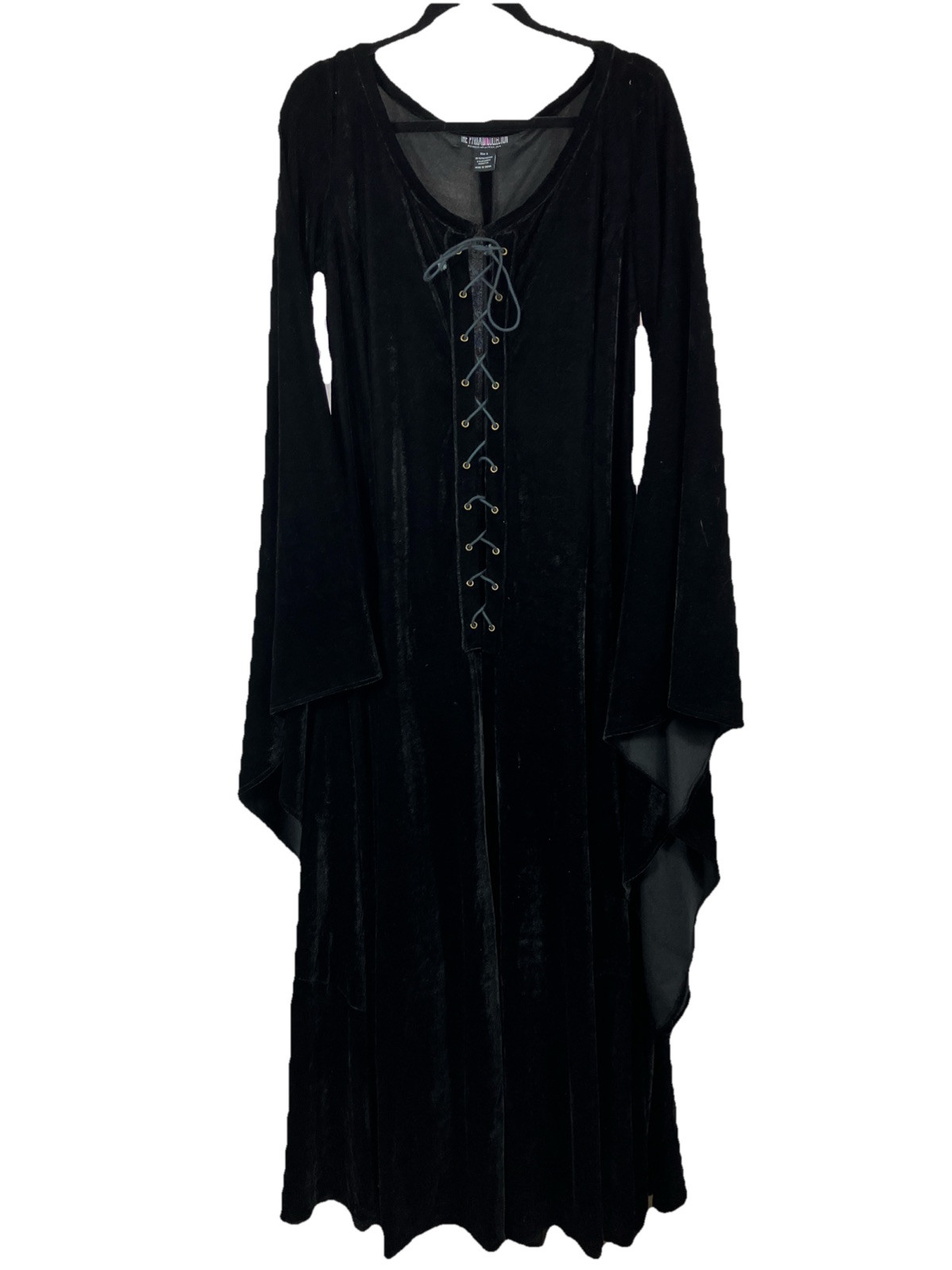 Vintage pyramid collection witchy corset wide sleeve goth dress stretch velvet