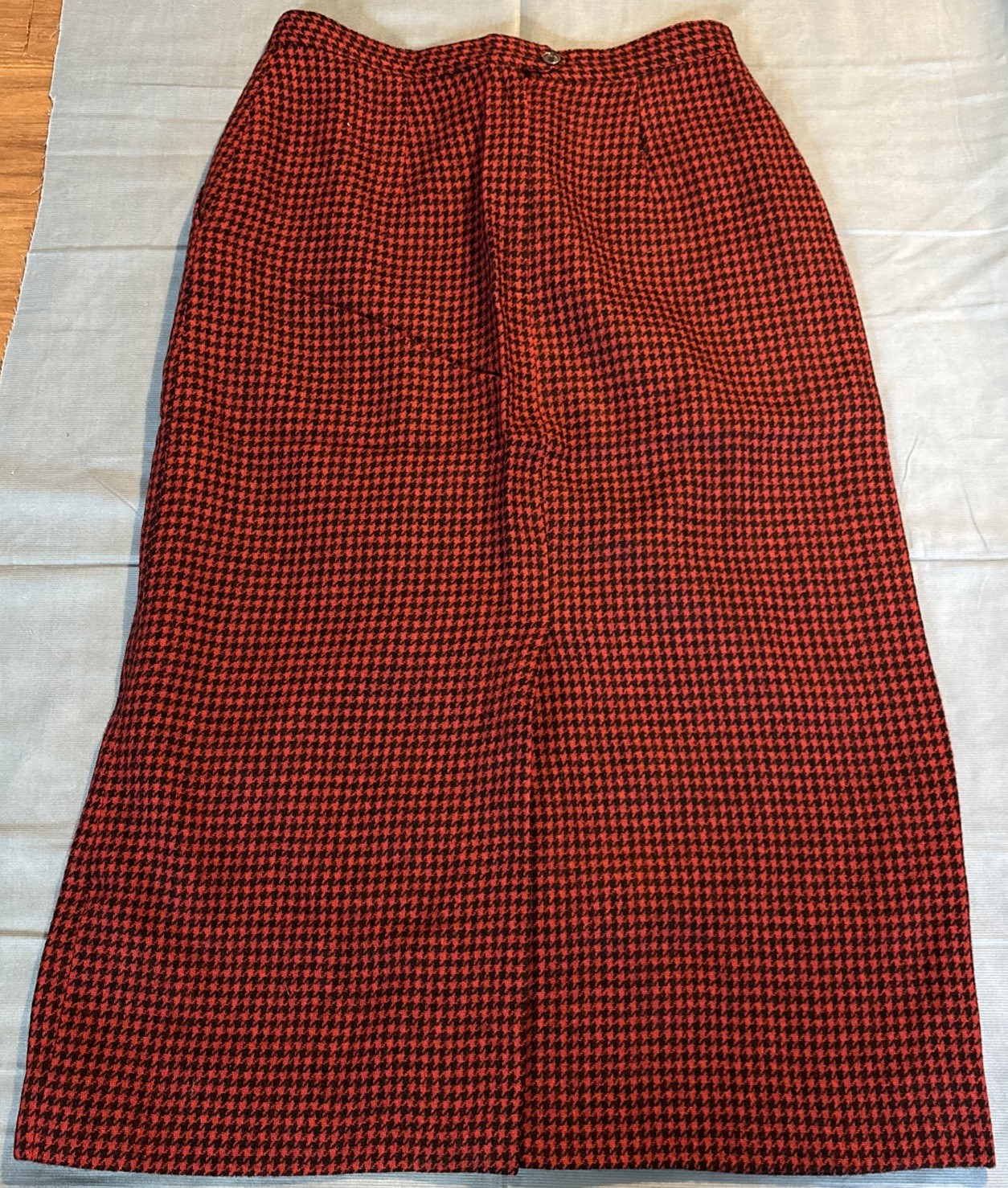 Vintage Brooks Brothers Red Houndstooth Wool Skirt