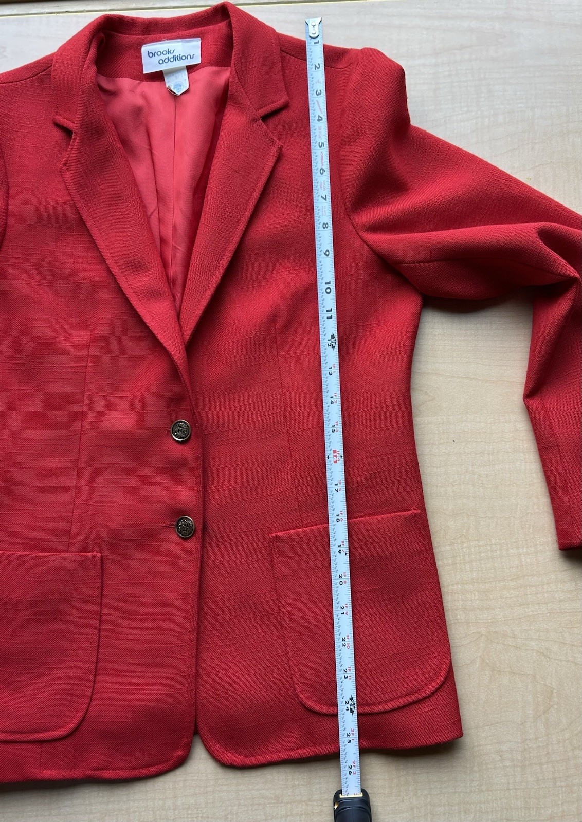 Vintage 80s Brooks Addition Vibrant Red Blazer Corporate Power Suit Jacket 9/10