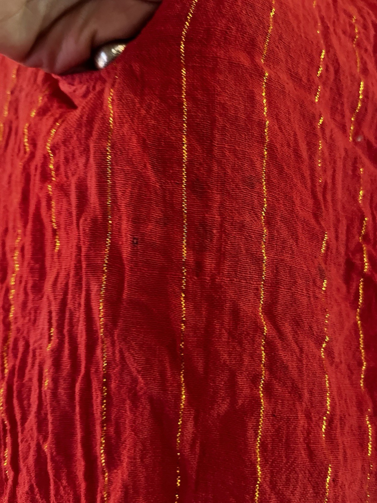 VTG 70s Indian Gauze Metallic Thread Cotton Hippie Festival Flare Sleeve Top Xs