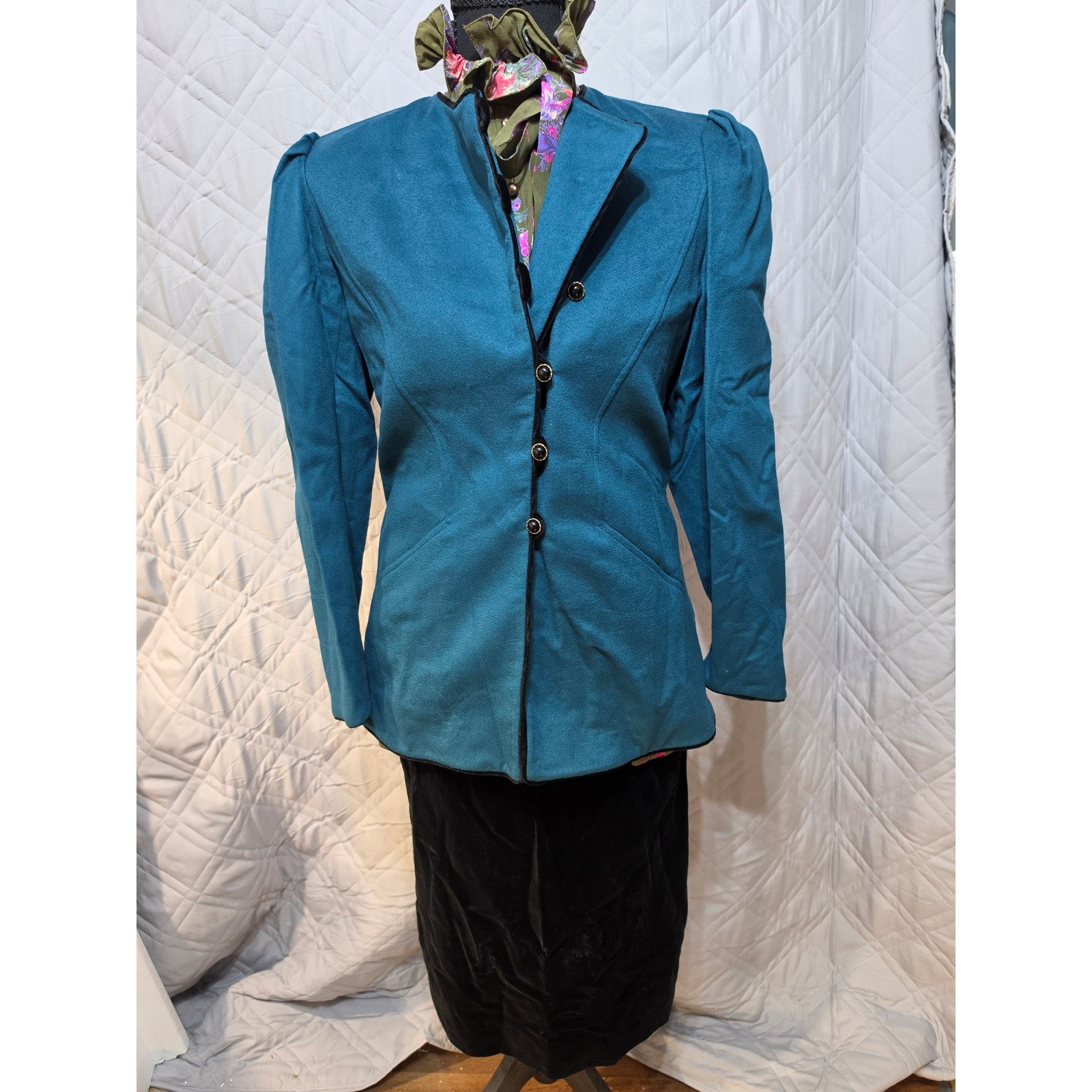 Emanuel Ungaro Parallele Paris 3pc Set Wool Jacket Silk Blouse Velvet Skirt 6
