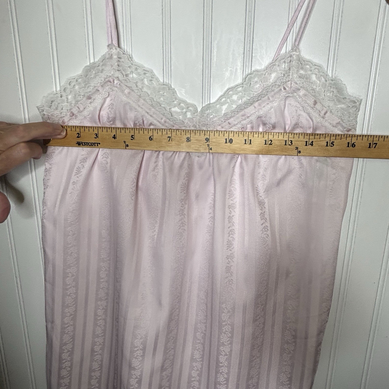 Vtg Juli of Slumbertogs Pink Satin Lace Nightgown SM Baby Doll Spaghetti Straps