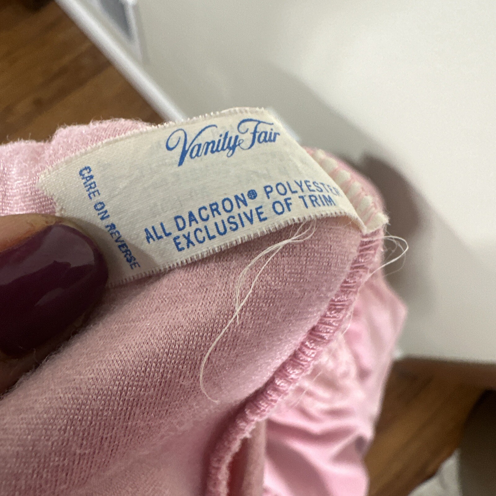 Vintage Vanity Fair Robe Long 1/2Zip Dacron Velour P Small Pink Lace Grandmacore