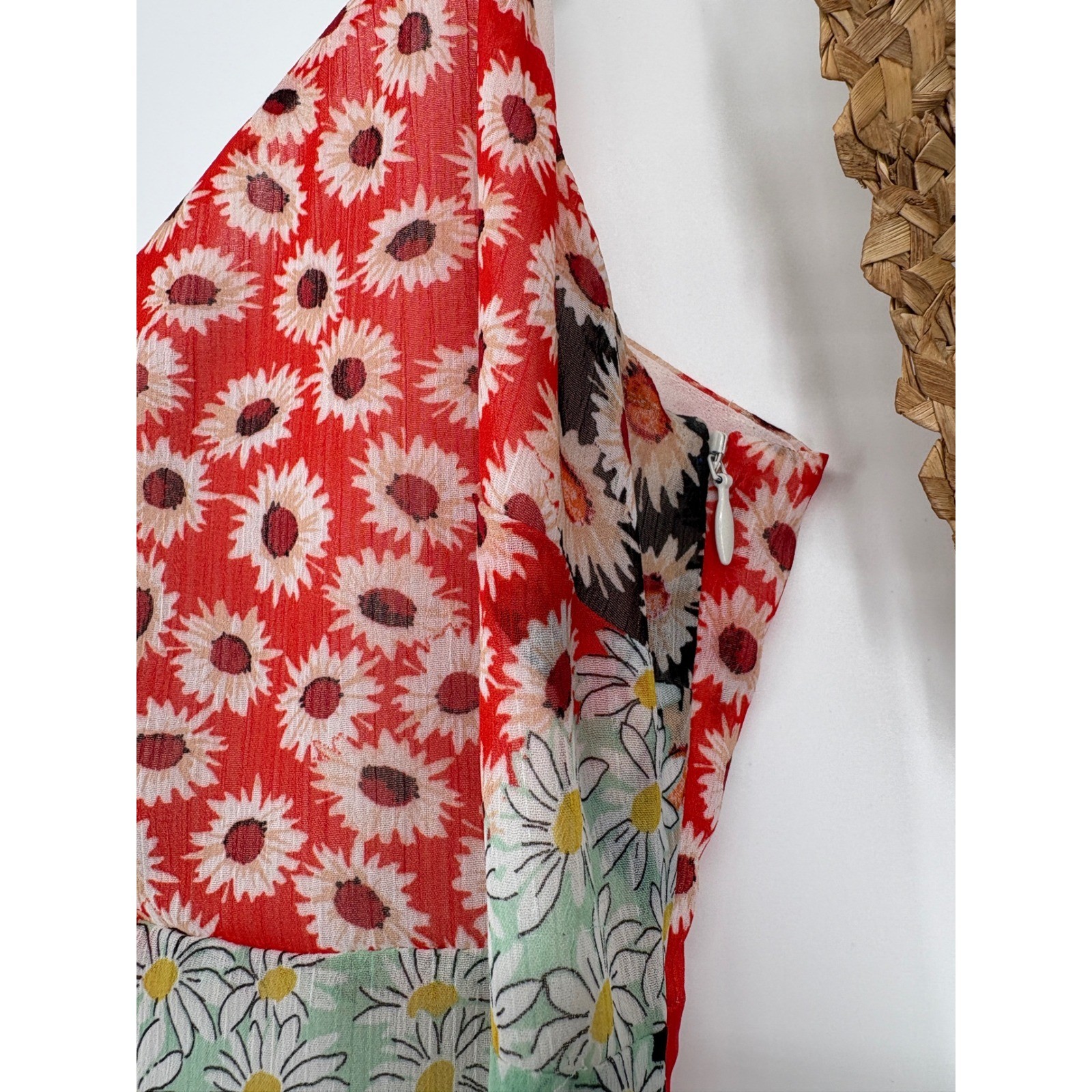 Sanctuary Every Day Ditsy Floral Button Front MIDI Slip Dress Chiffon Multi Sz 6
