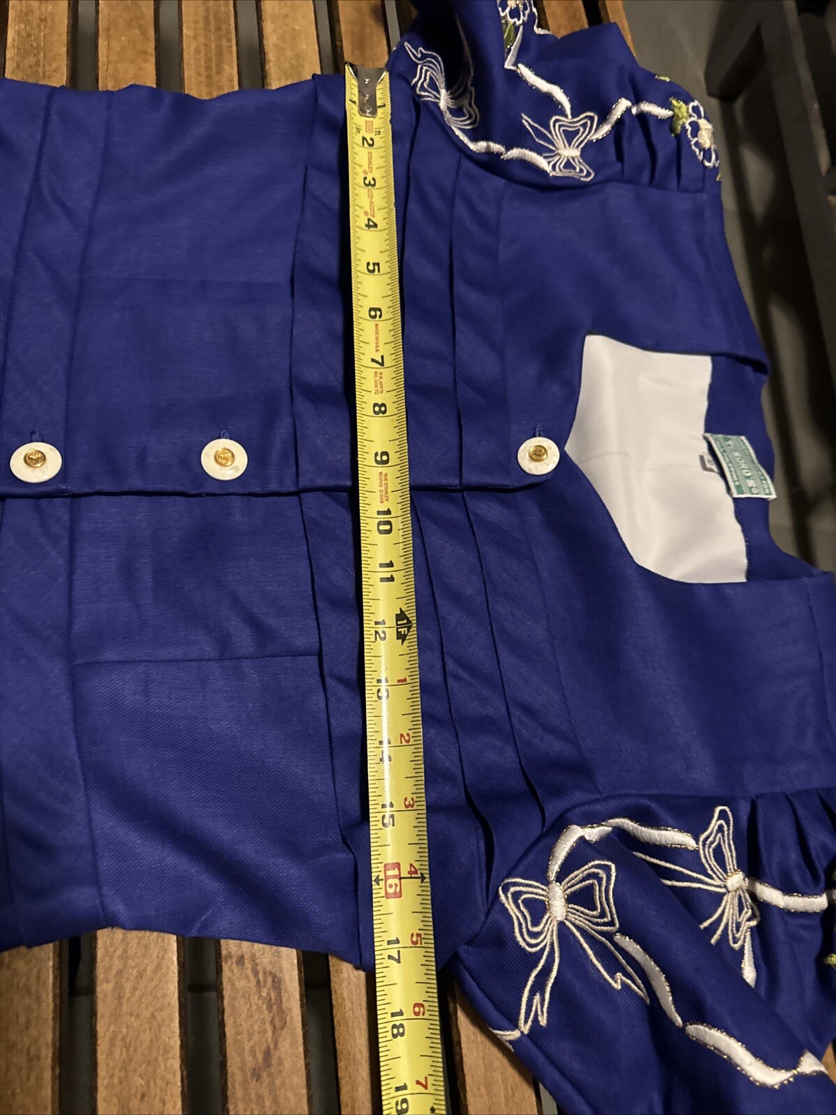VTG Made Exclusively For Tesoro’s Philippines Embroidered Lines Blue Dress 10