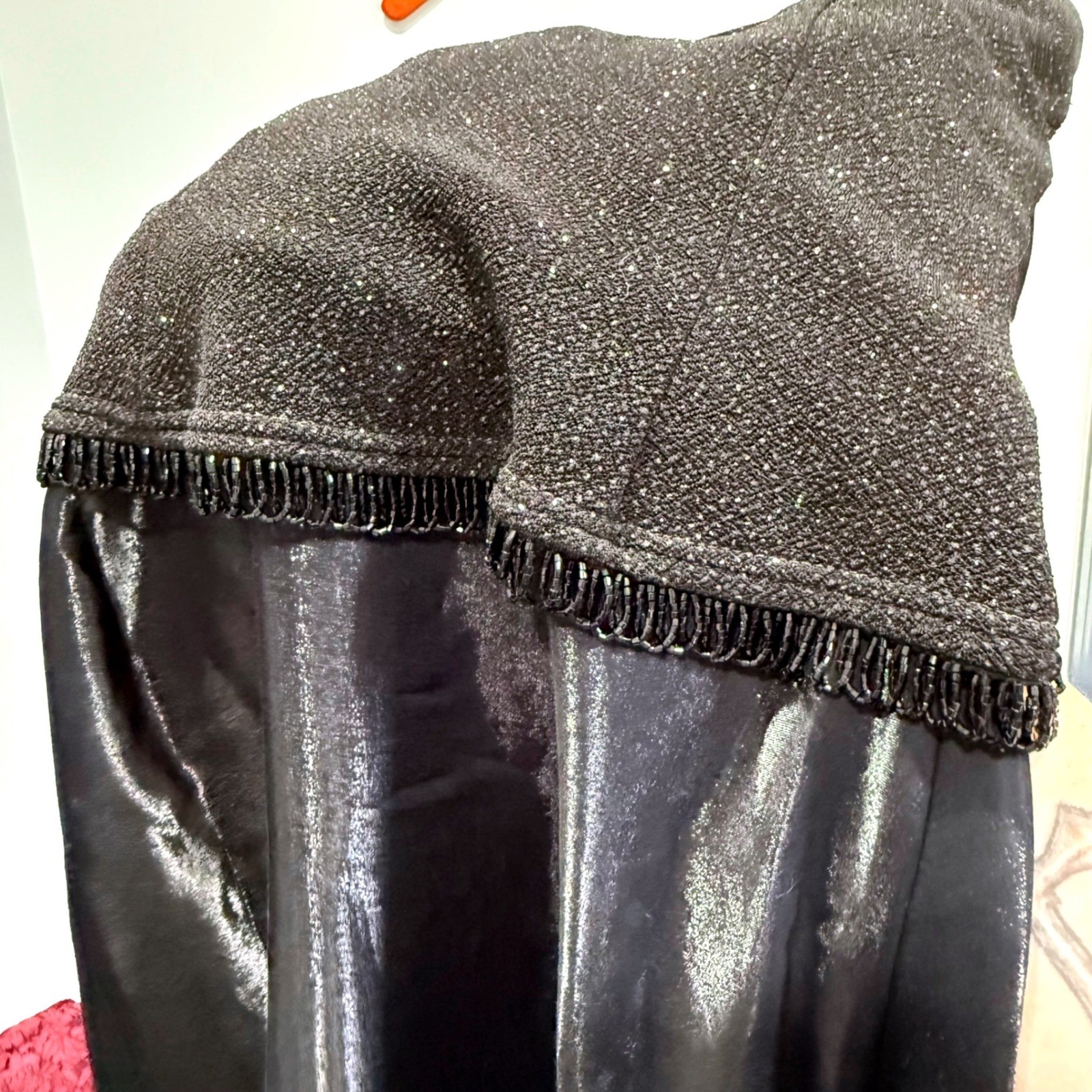 Y2K whimsigoth Scott McClintock Black Strapless Beaded Evening Gown Dress 6