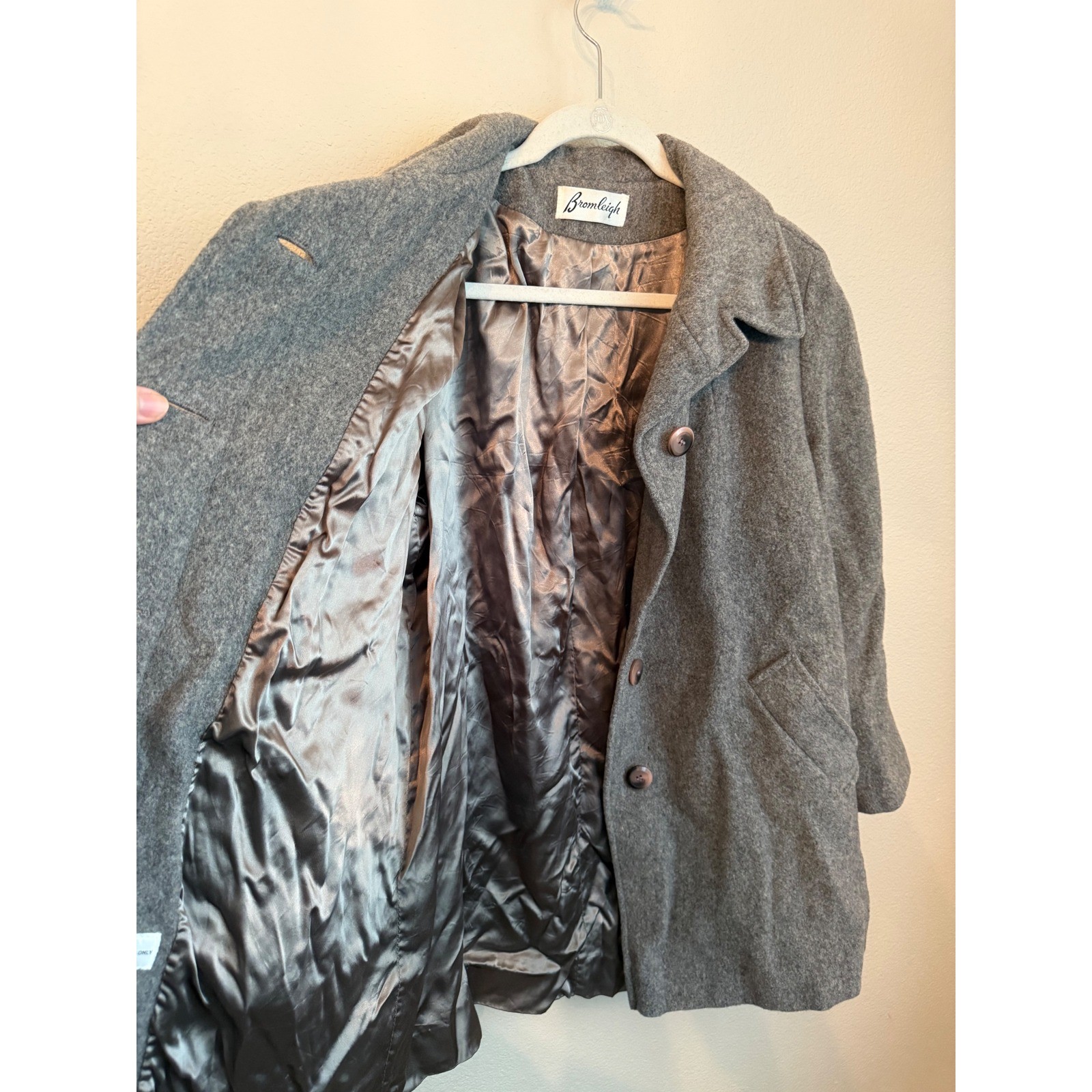 Bromleigh Wool Coat Womens Medium Grey Excellent Vintage ILGWU USA Made
