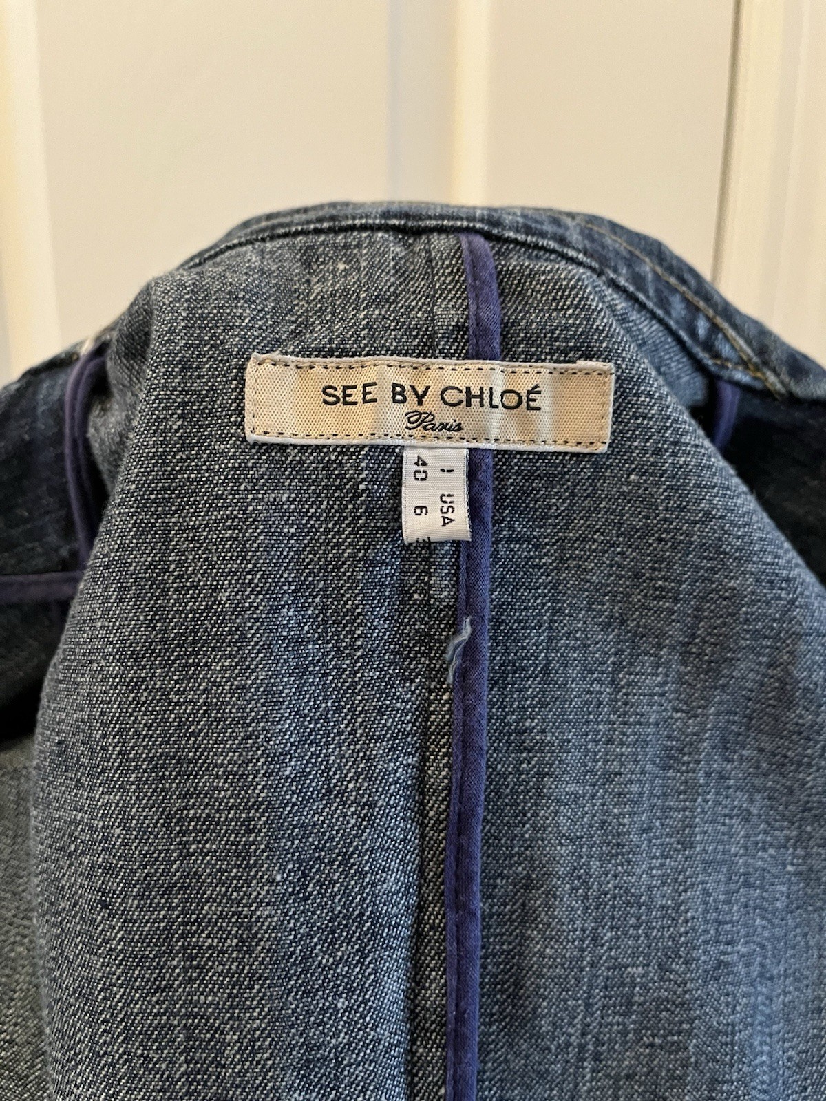 Vintage SEE BY CHLOÉ Paris Denim Jacket with Button Badges, Size 36 (French)