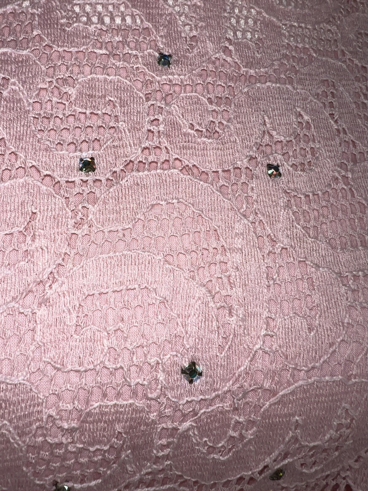 VTG 1950s PAUL SACHS RHINESTONE PINK LACE COCKTAIL WIGGLE DRESS ROCKABILLY GLAM