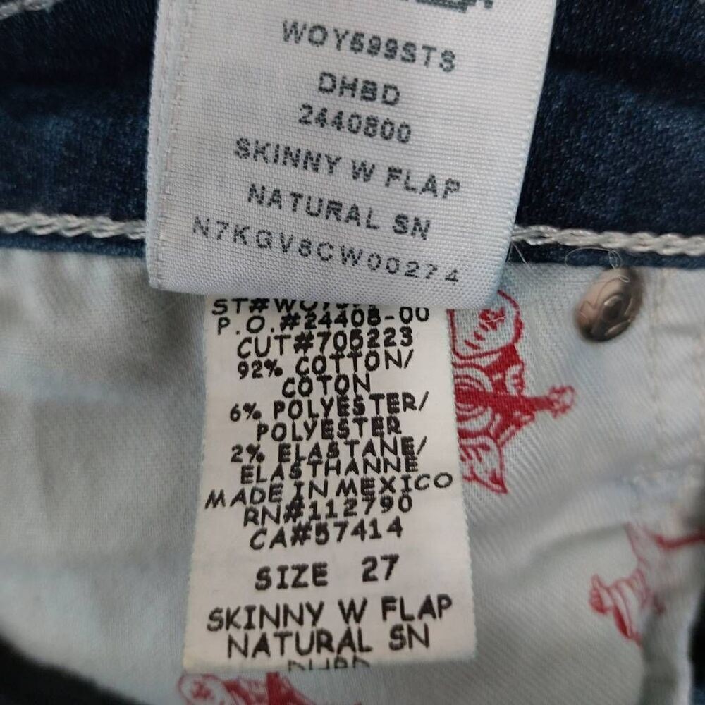 True Religion Slim Straight Back Flap Jeans Island Song Wash size 27