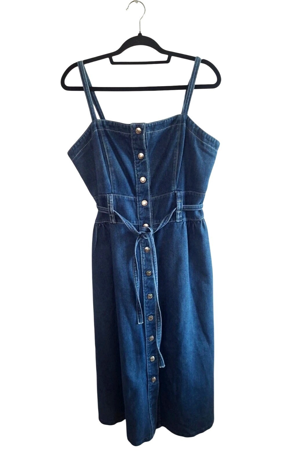 Vintage Miss Joni Denim Jumper Dress 16 Women Blue Jean 100% Cotton