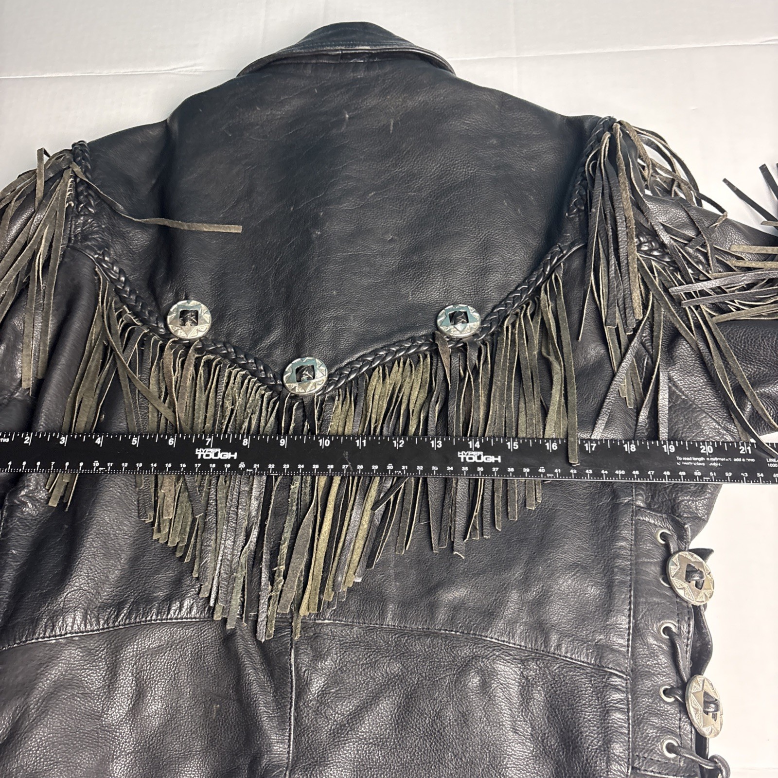 Vintage MOB Women Size 42 Jacket Genuine Leather Fringe Biker Motorcycle
