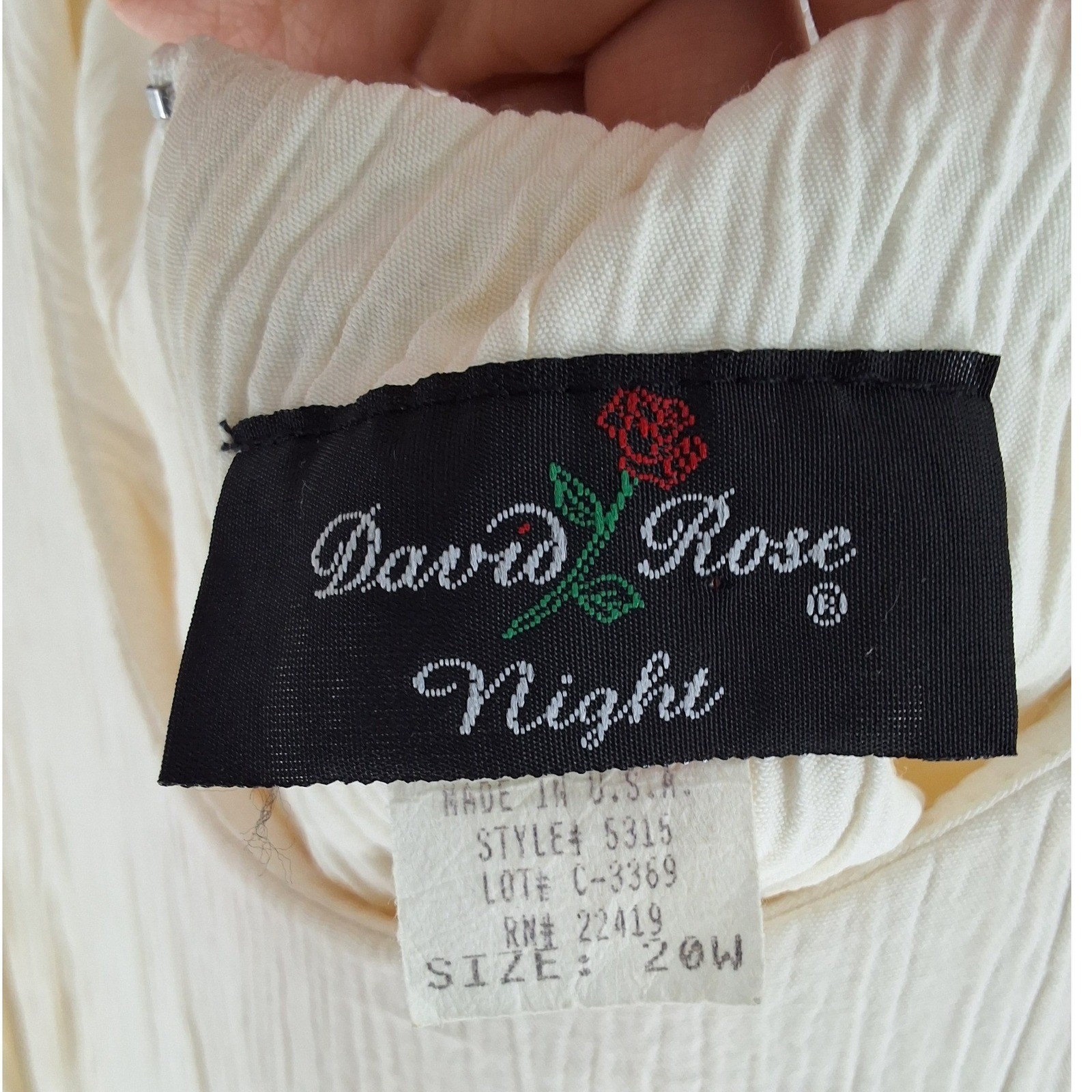 Vtg 90s David Rose Night Dress Jacket Set 20W Ivory Lace Crinkle Plus