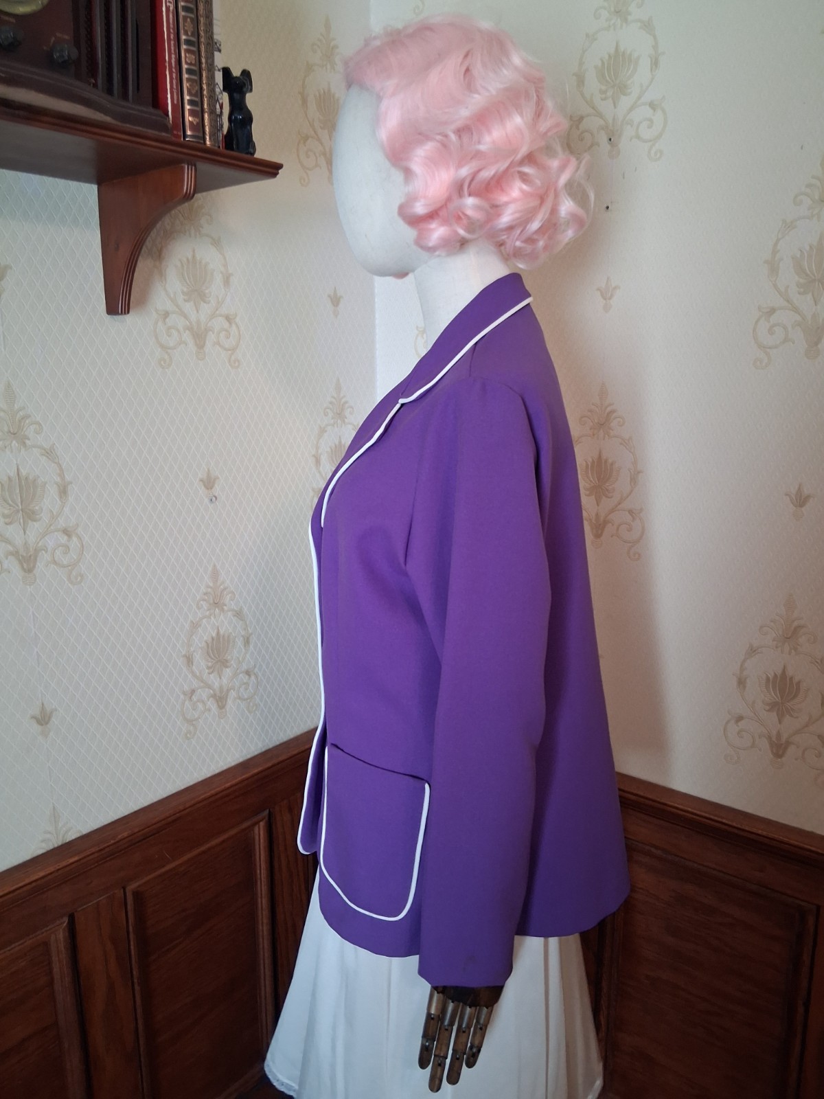 Vintage 1970s NPC Fashions Purple Mod Retro Prep Jacket w/White Piping