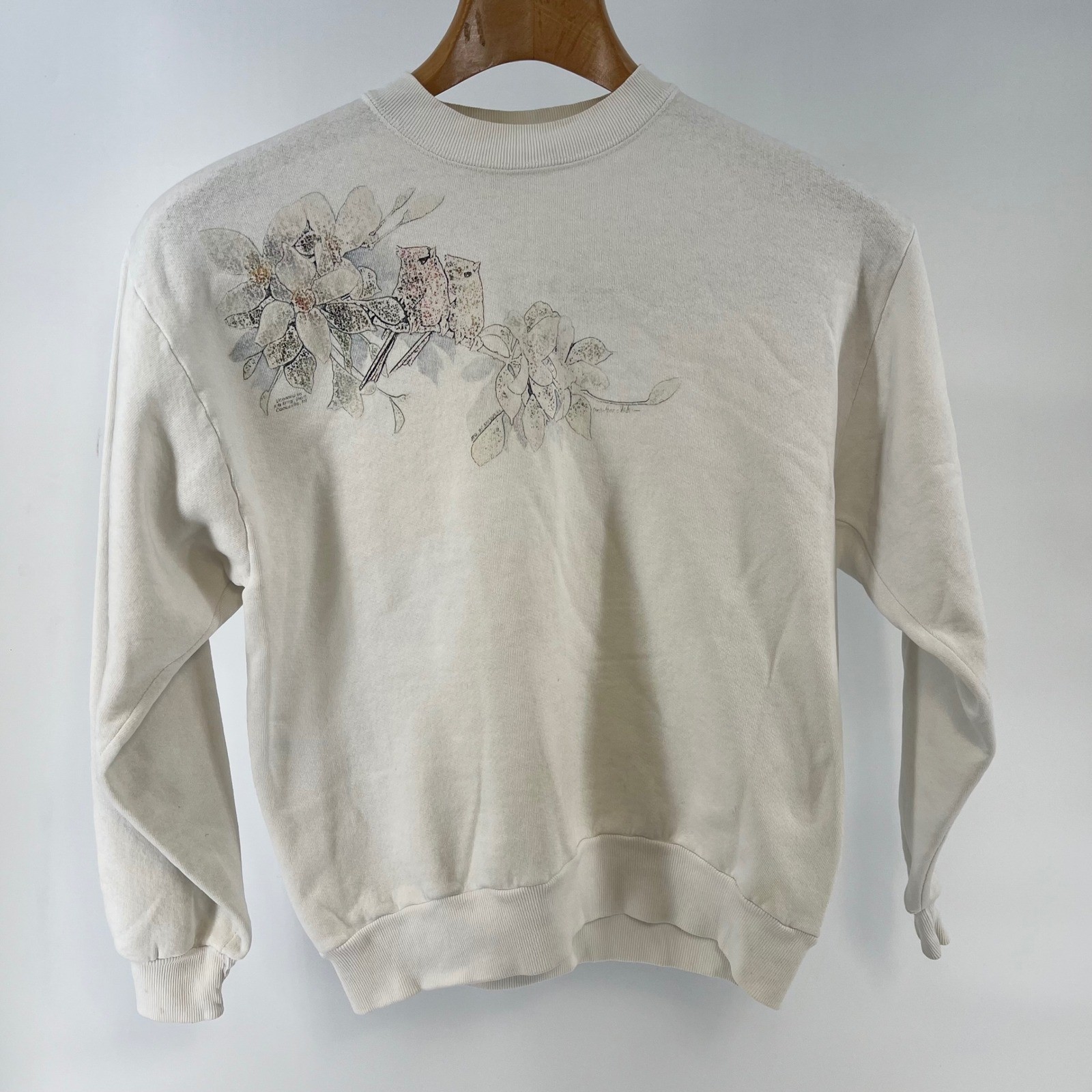 Vintage 1991 Cardinal Dogwood Bird Sweatshirt Made USA Jerzees M Cottagecore