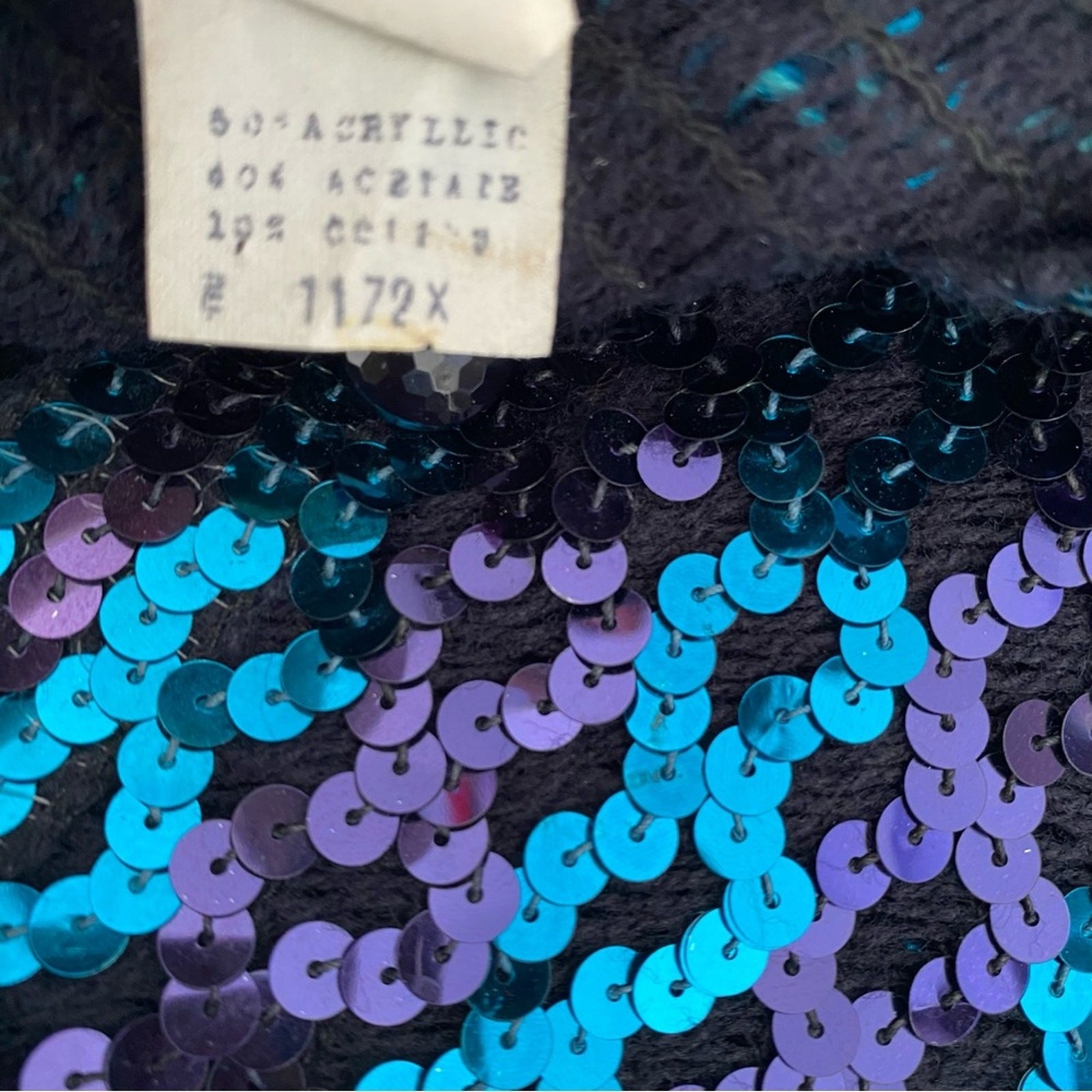 Three Flaggs California 70s Disco Sequin Jacket Blue Purple Black size large