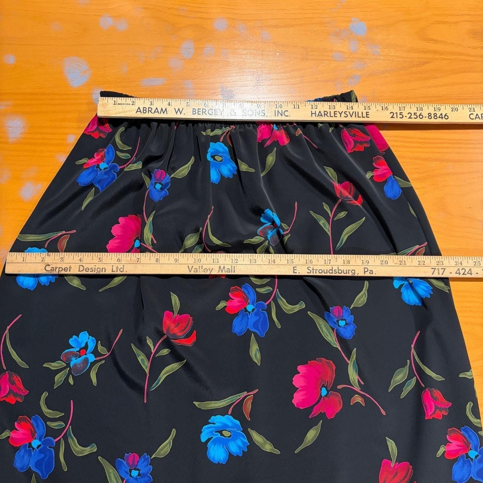Nancy II Vintage 90s Floral Skirt Set Black Pink Blue Two Piece Size 14 USA Made