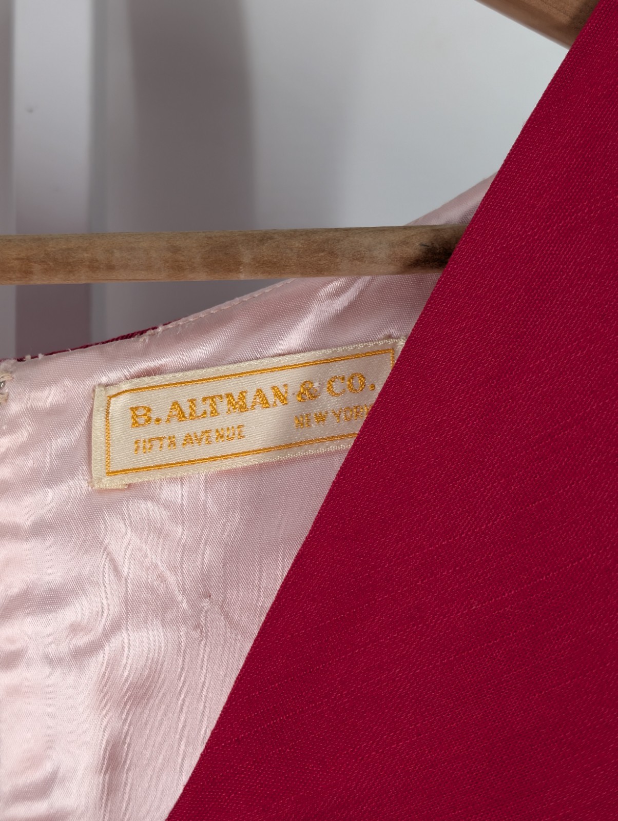 B Altman Co New York Vintage 40s 50s Fuscia Pink Bow Gown Dress 34″ USA Bespoke