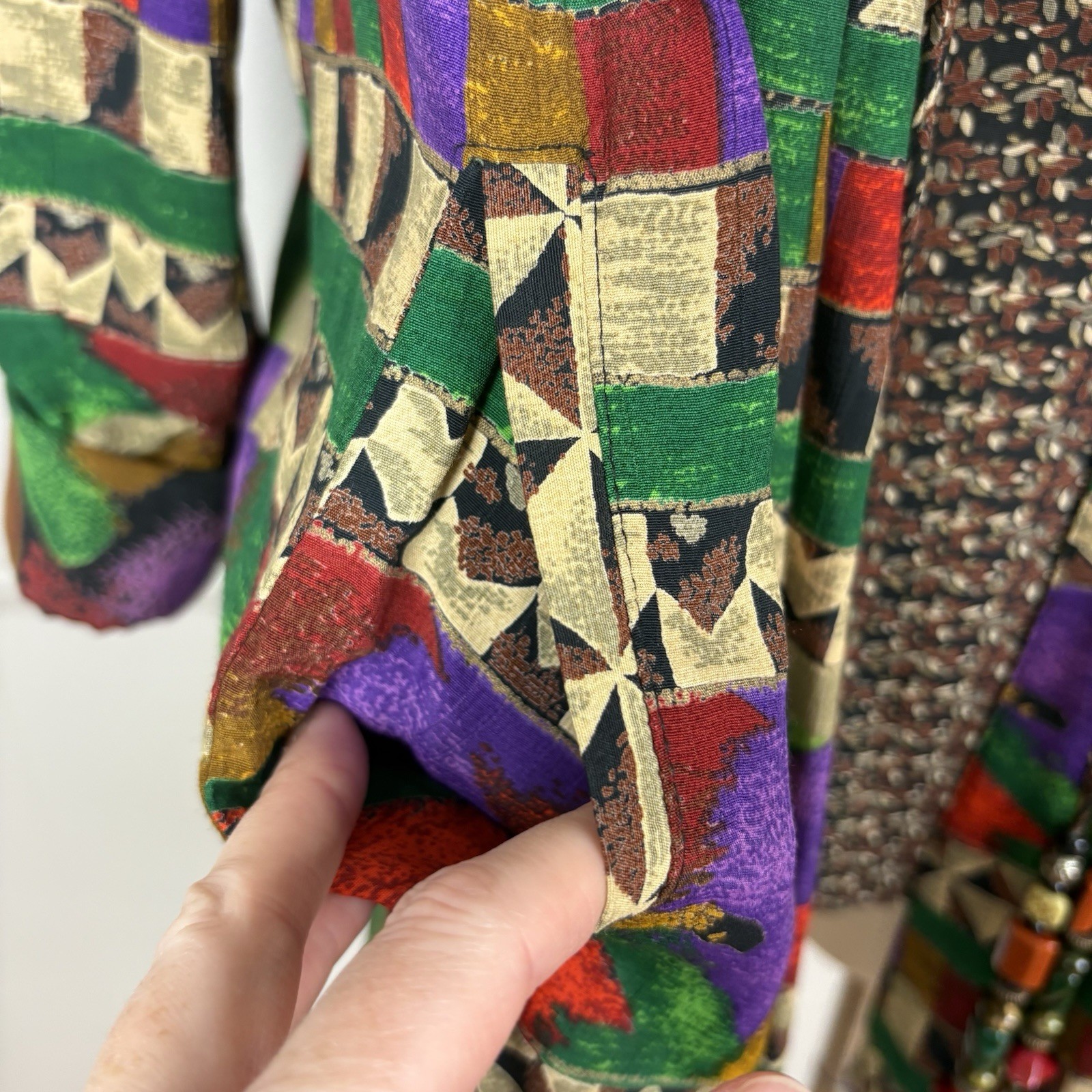 Dorothy Schoelen Platinum Vintage Jacket & Blouse Size P(Small) Abstract Print