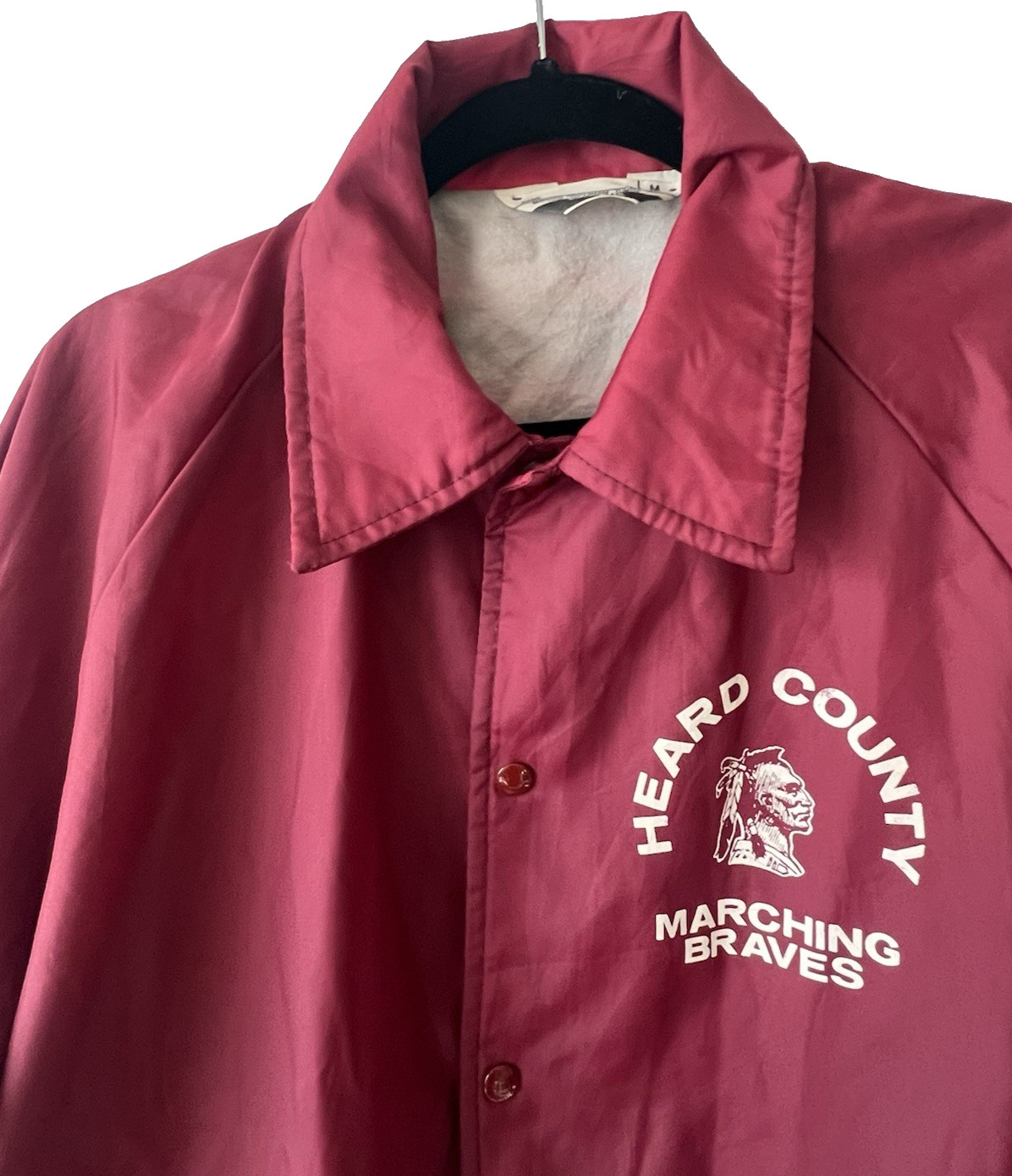 70s CHALK LINE Nylon Snap Coach Jacket HEARD COUNTY Marching Braves Size M Mens