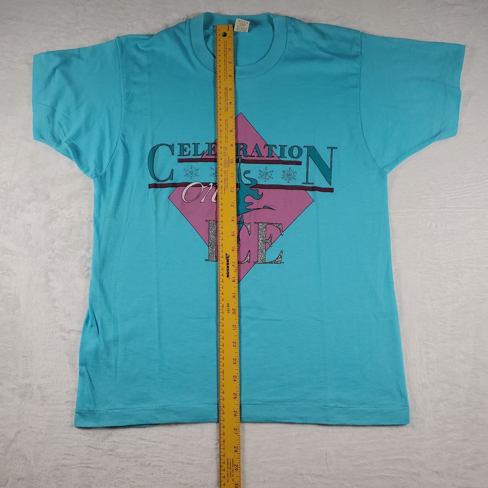 Vintage 1987 Celebration On Ice Skating T Shirt Blue Medium Screen Stars READ