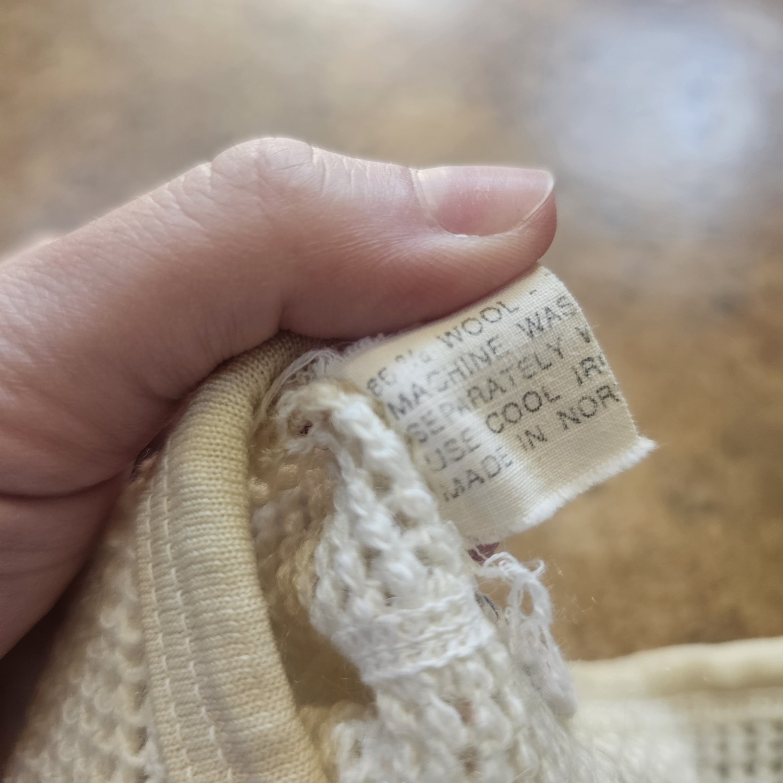 Vintage Janus Waffle Knit Wool Cream 70s Medium Cotton Norway Sweater Top Shirt