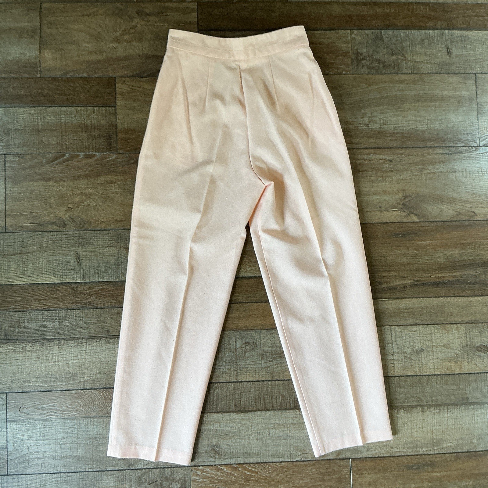 80s VTG Counterparts Petites Peach Pleated Tapered Trousers Size 10P Wmns #3602