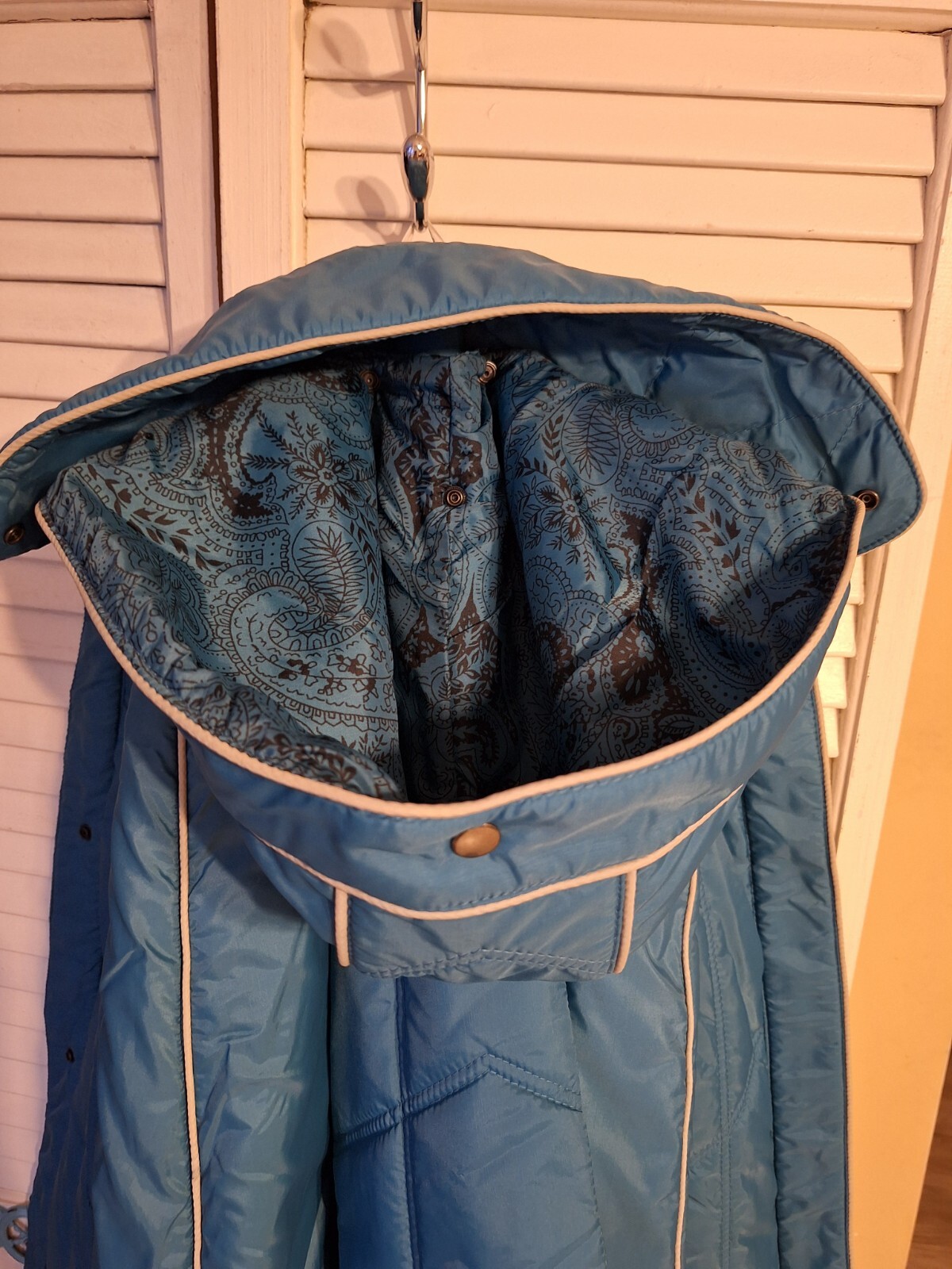 Vintage Rare 3/4 Length Teal Coat Size 14 Flattering Figure Fit Snap Closer