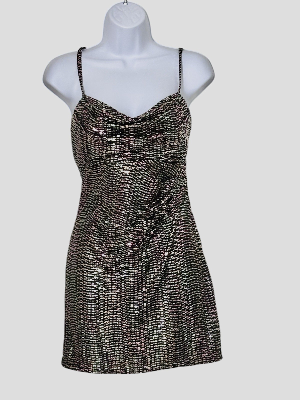 Morgan & Co. XS Sparkle Sequin Cut‑Out Mini Dress Party Cocktail Formal Dress