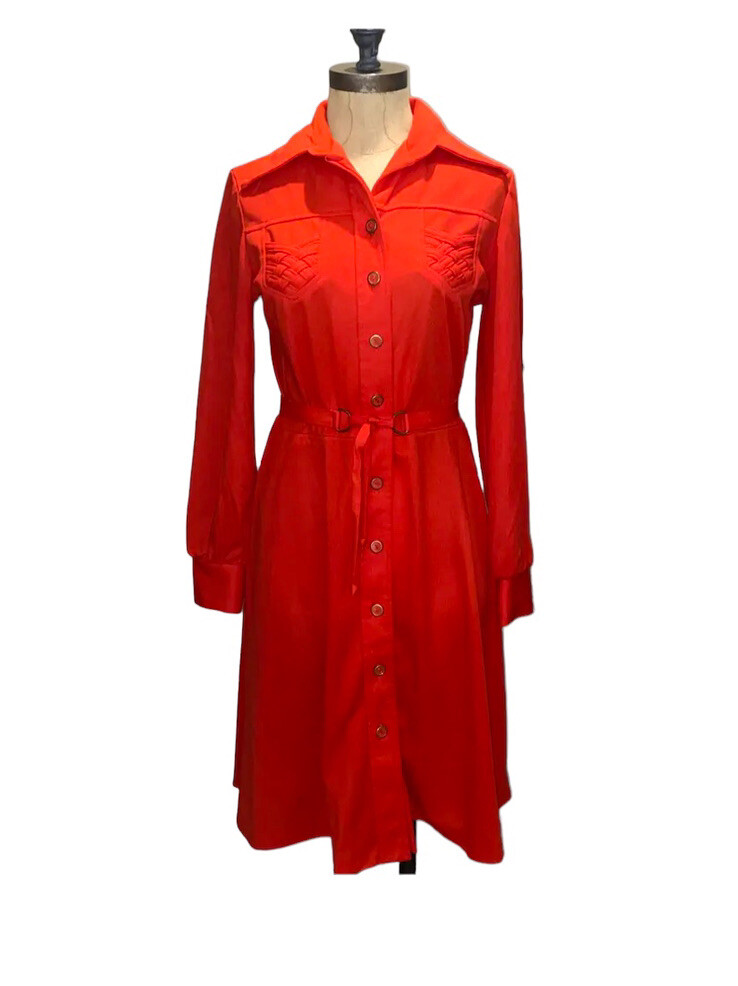 Vintage Red Orange JC Penney Fashions MOD 70’s retro short dress size 12