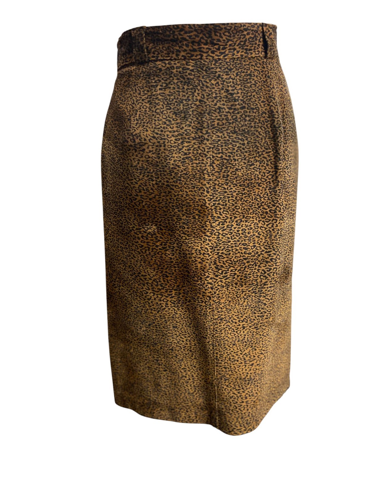Women’s Chic Vintage Suede Pencil Skirt | Leopard print lined skirt | Size S/M