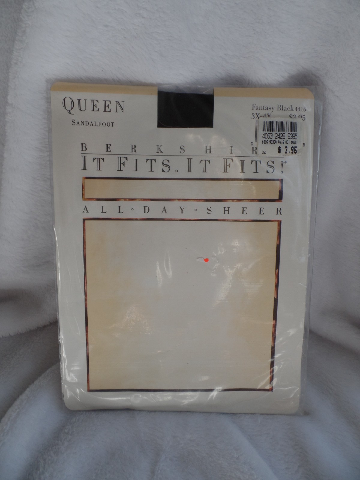 Vintage 1989 Berkshire It Fits. It Fits! Pantyhose Nylons Queen NOS Black 3x-4x