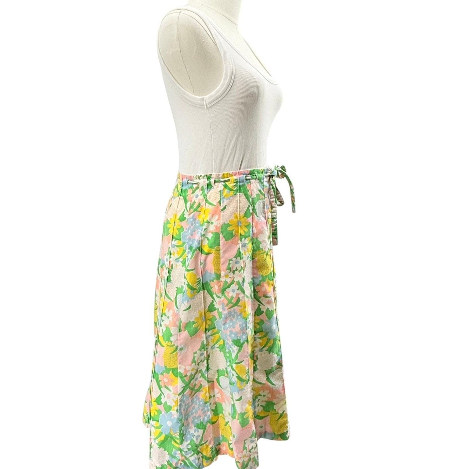 Vintage 70s 80s Mr Hank Womens Floral Midi Skirt Cottagecore Prairie Medium 30″