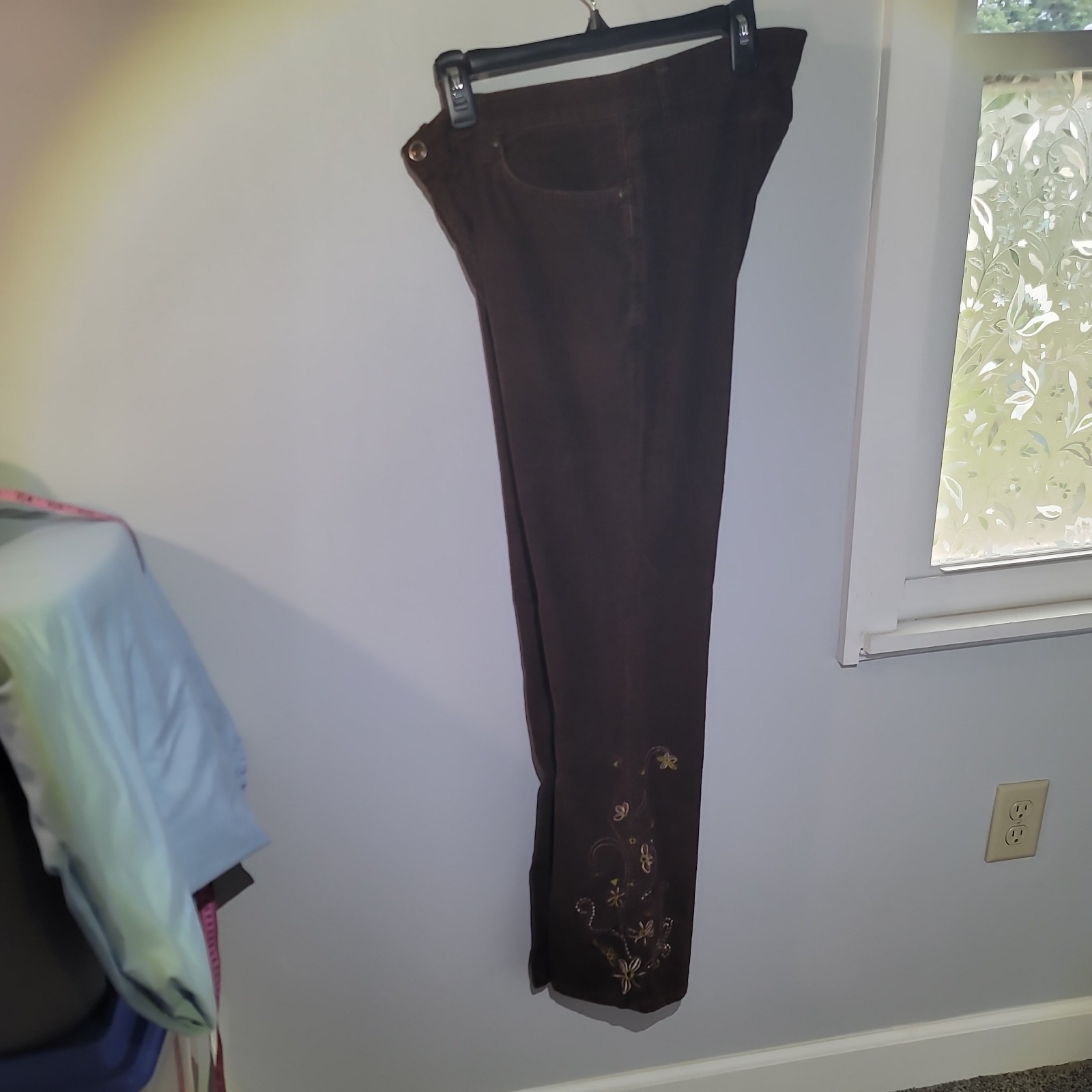 Vintage Zena Jeans Brown Corduroy Embroidered Women’s Size 10 Mid Rise