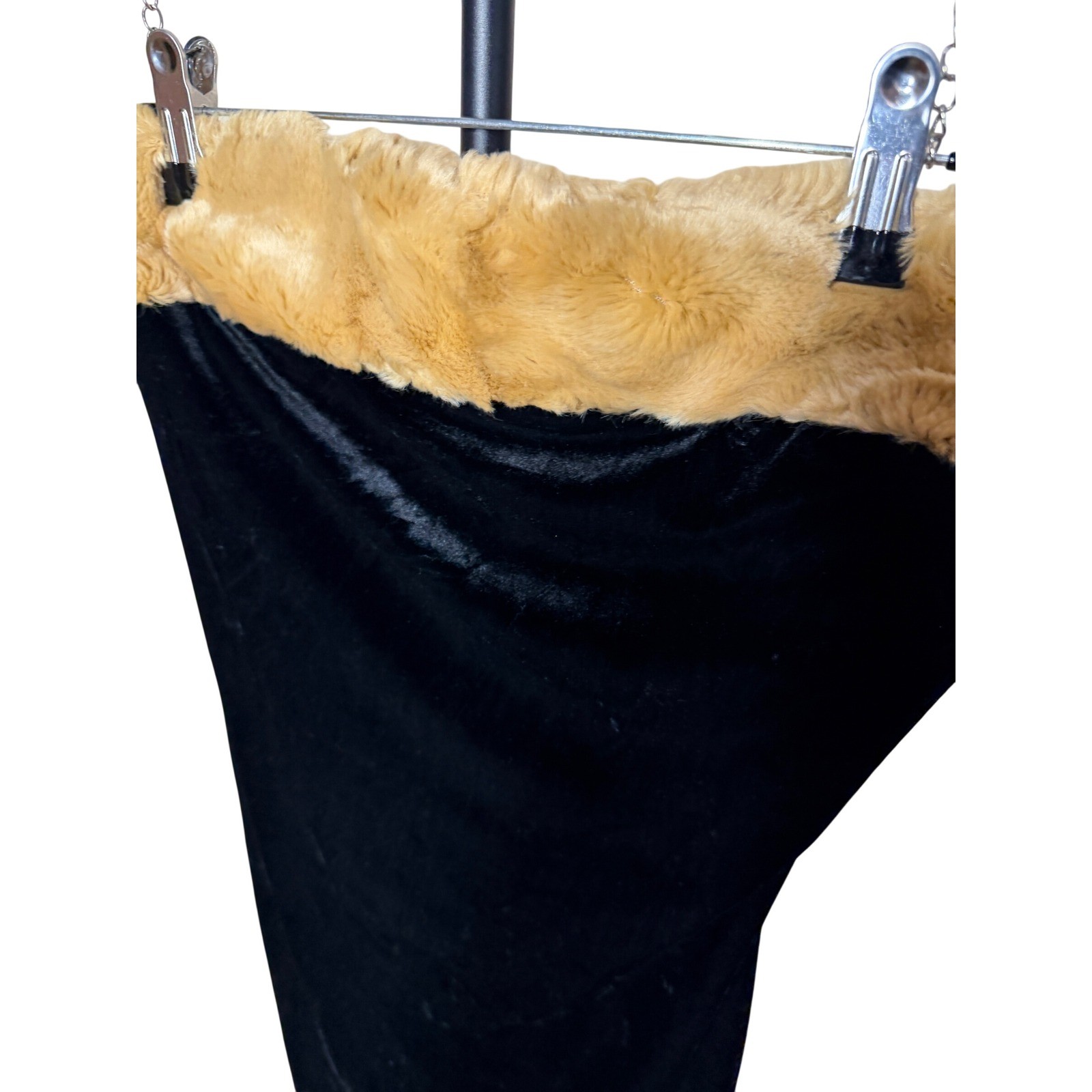 Fredericks of Hollywood Vintage Black Velvet Faux Fur Trim Tube Dress Medium
