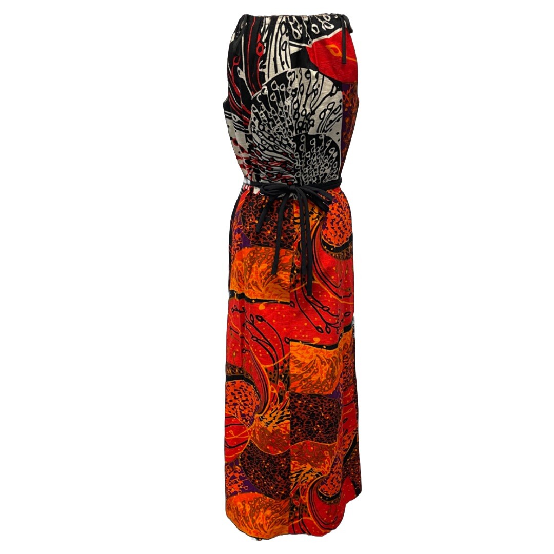VTG 70s Donovan Galvani Psychedelic Floral Abstract High Neck Maxi Dress Size S