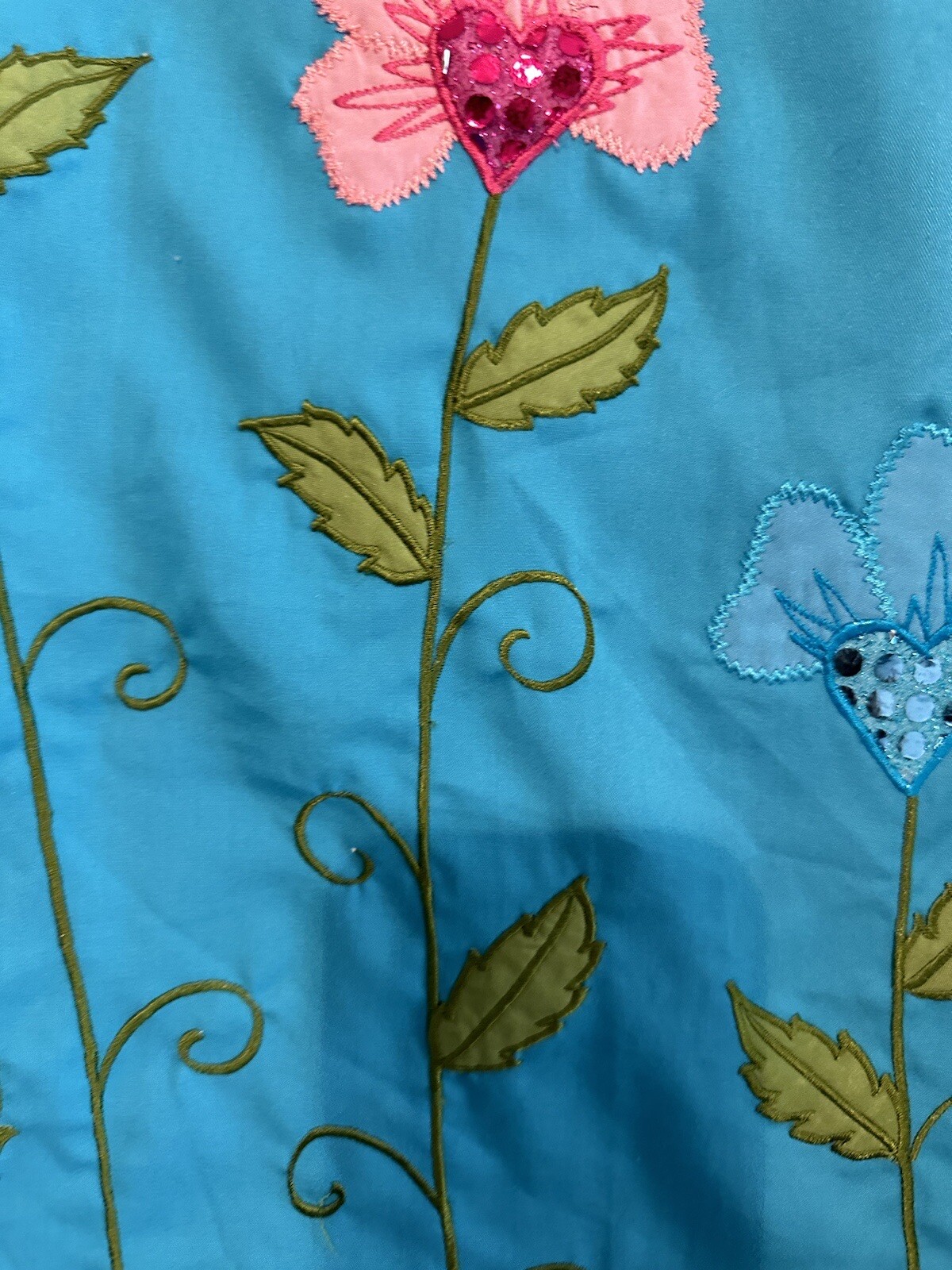 VTG Artsy CC Sportswear Blouse Button Up Womens M Embroidered Flowers Whimsical