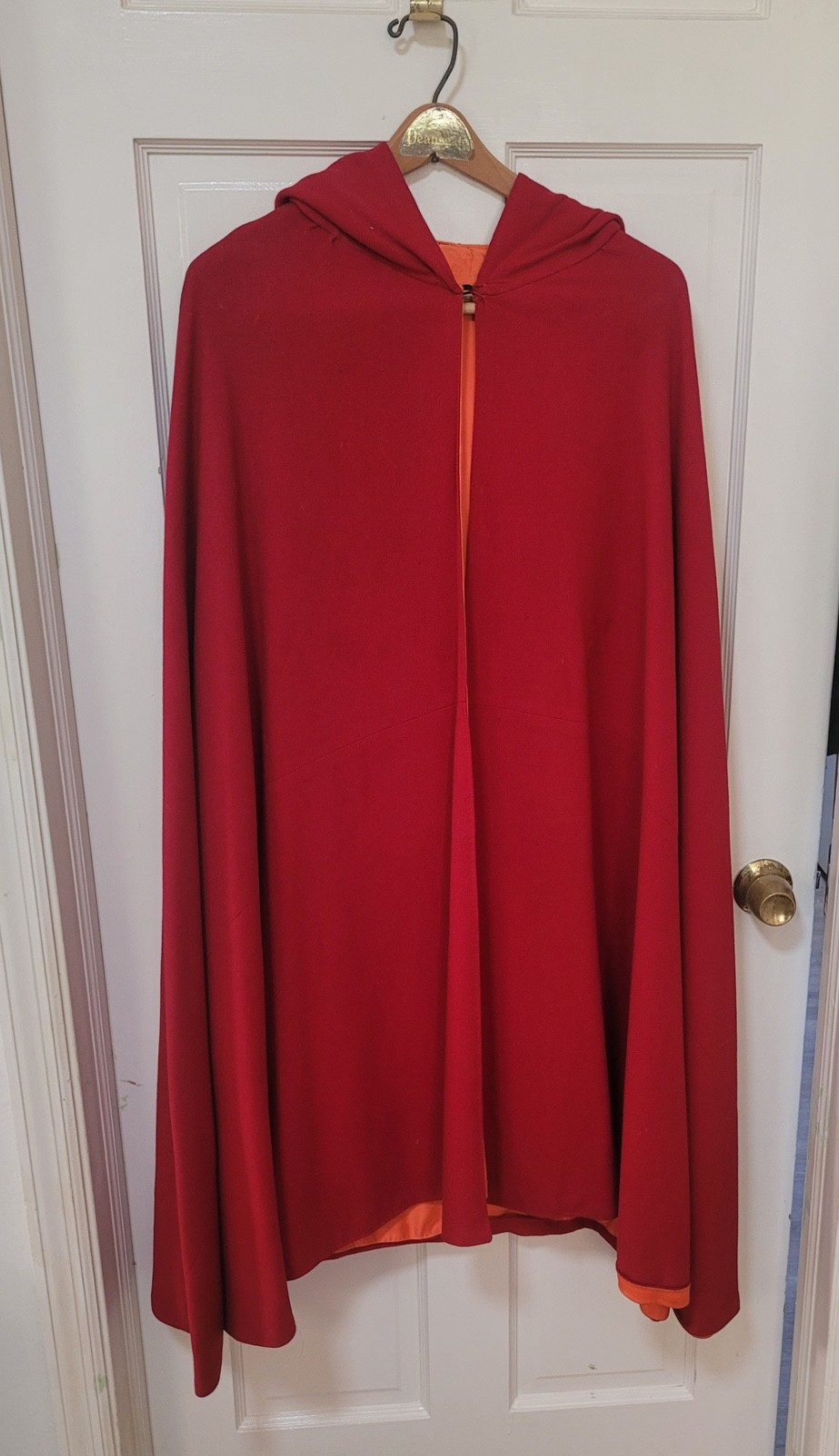 ANTIQUE 1920’S RED RIDING HOOD COSTUME CAPE Wool W Pumpkin Hood