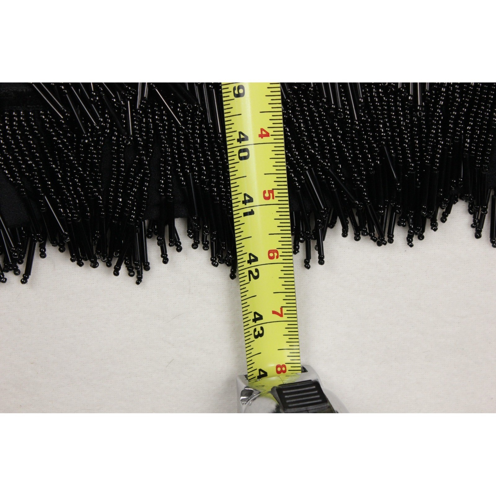 Vintage Pia Rucci Black Wool Beaded Fringe Dress 80s Double Breasted Size 10