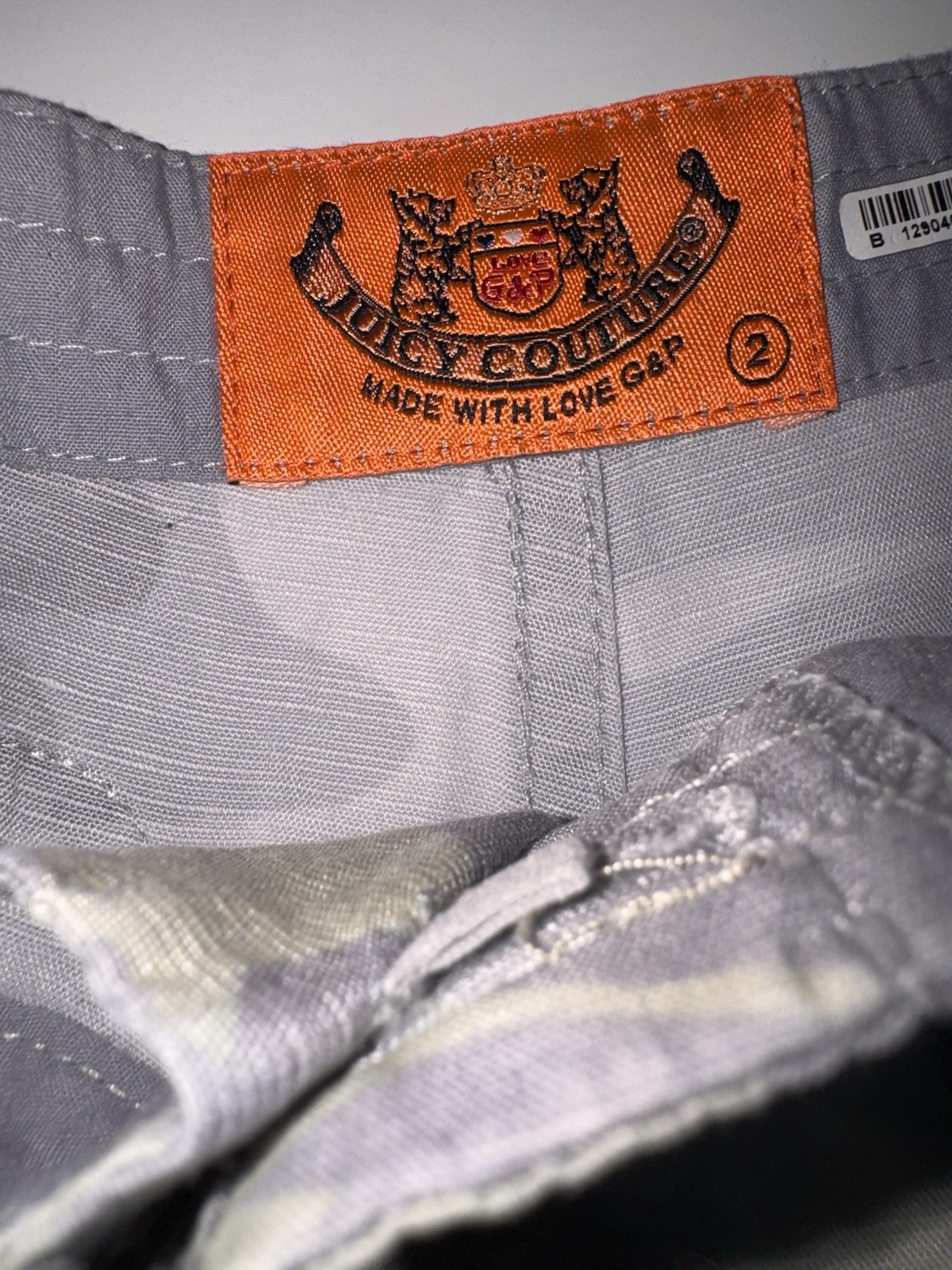 RARE Y2K Juicy Couture Low Rise Camo Cargo Chino Shorts Size 2 EUC Linen Blend