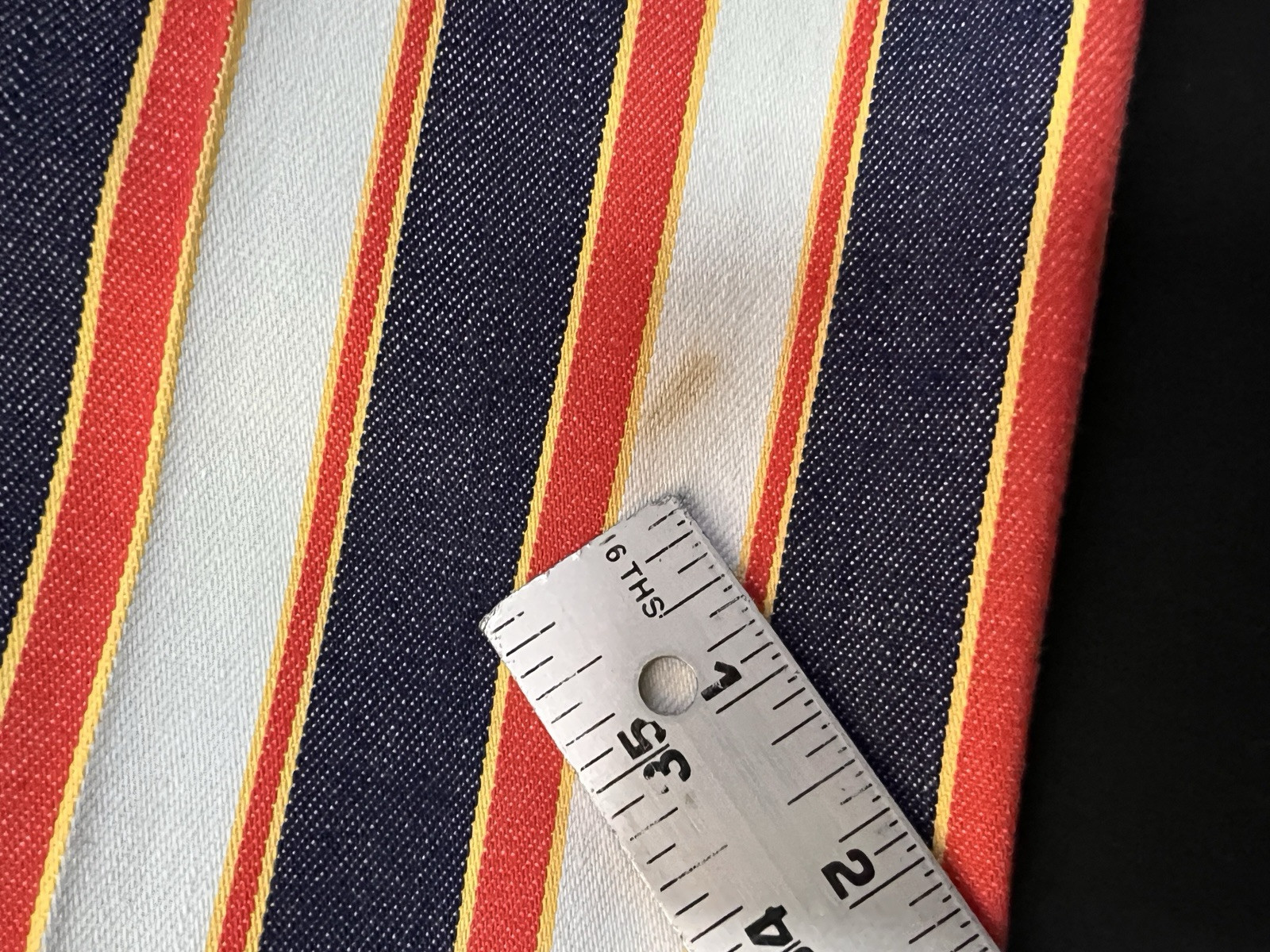 Vintage 70s Handmade Pants Black Orange & White Stripes 28×28.5