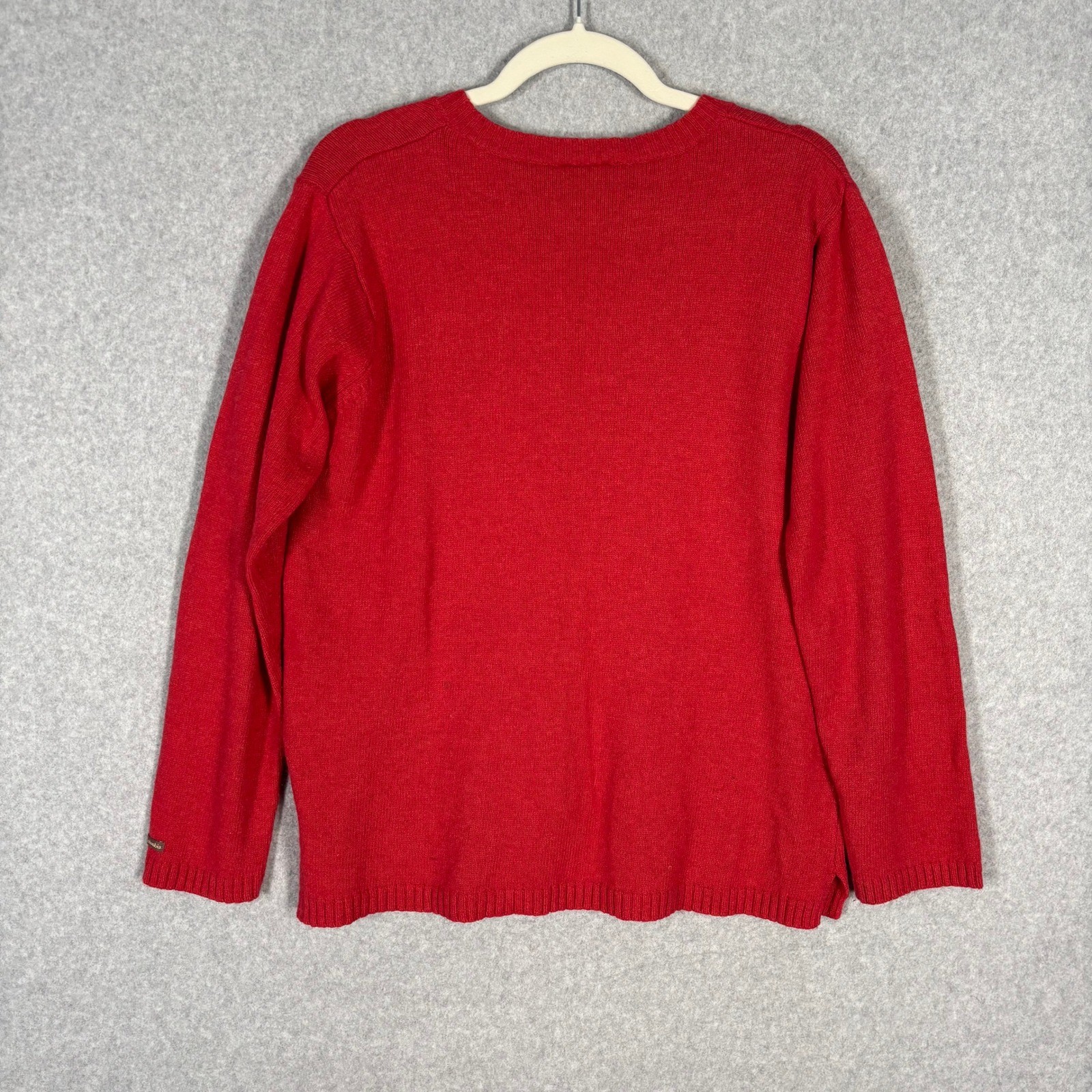 Columbia Cable Knit Sweater XL Red Wood Buttons Fisherman Heritage Country Farm